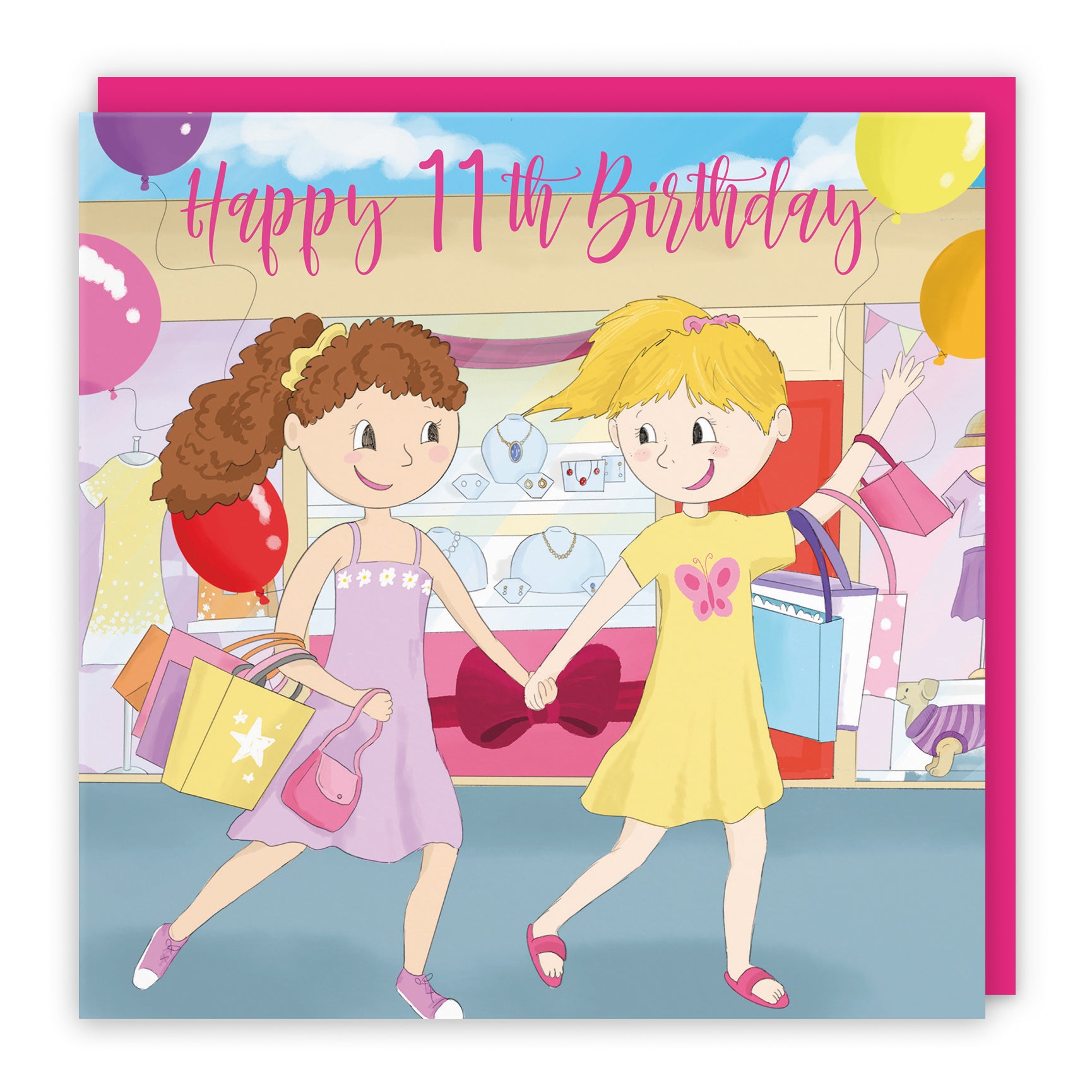 Girls Shopping Birthday Card Happy Times