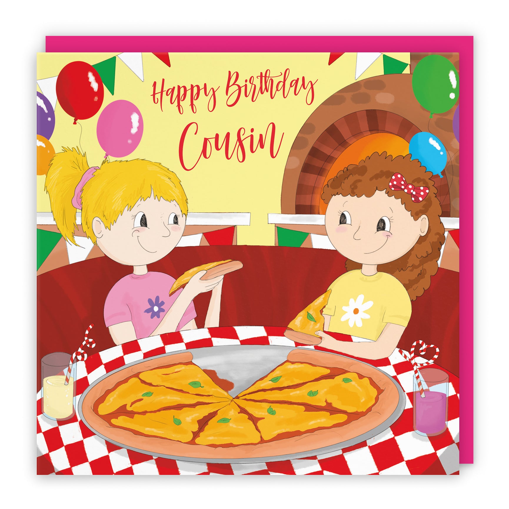 Girls Pizza Restaurant Birthday Card Happy Times