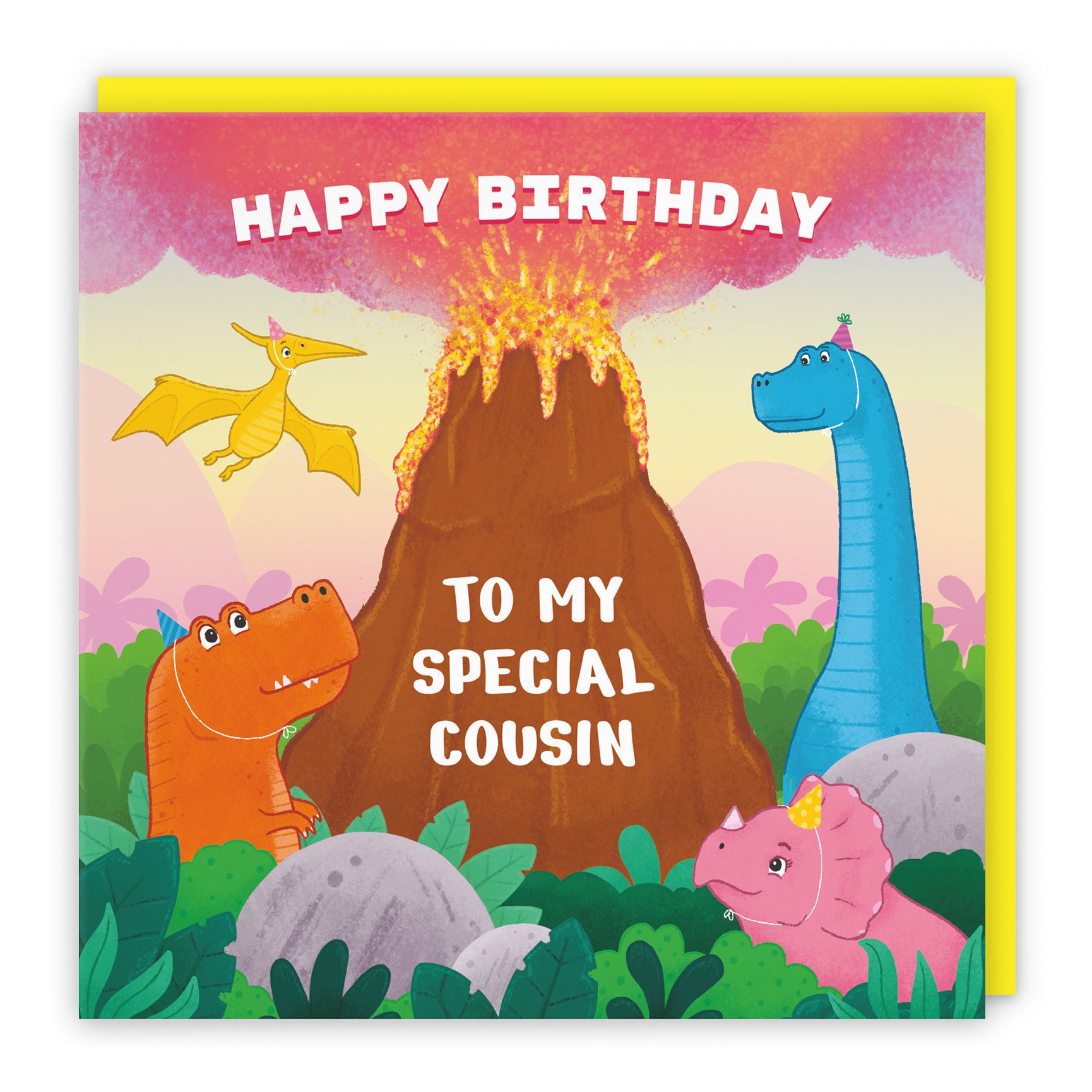 Dinosaur Birthday Card Volcano Imagination