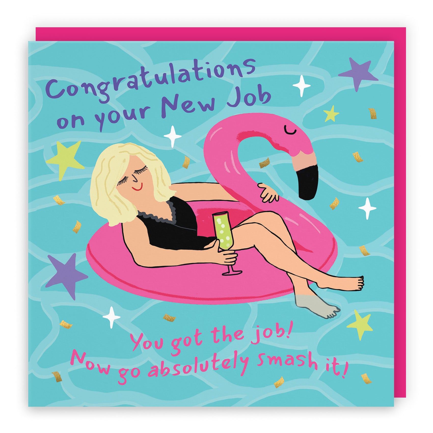 Female Flamingo Float Congratulations Card Laugh Out Loud