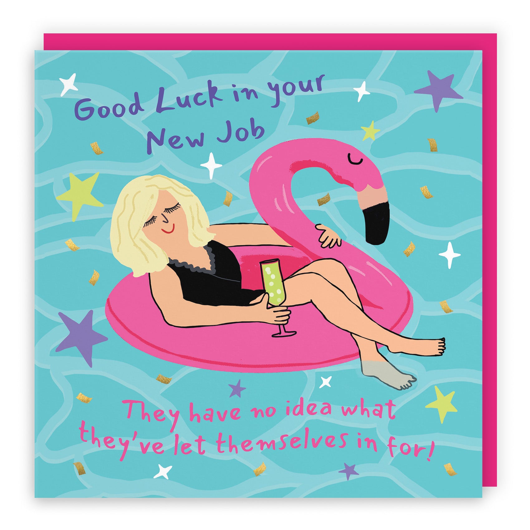 Female Flamingo Float Good Luck Card Laugh Out Loud
