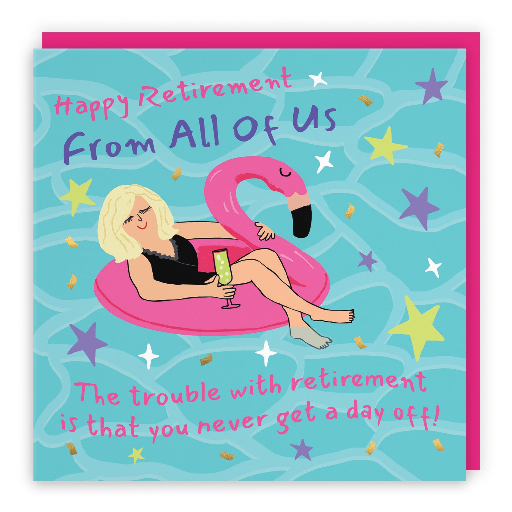 Female Flamingo Float Retirement Card Laugh Out Loud