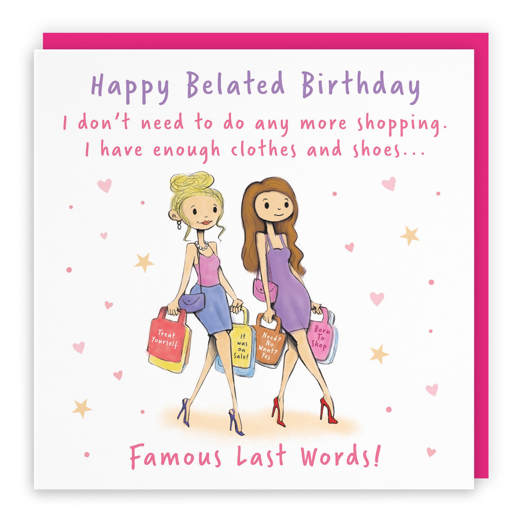 Female Shopping Birthday Card Silly Squiggles