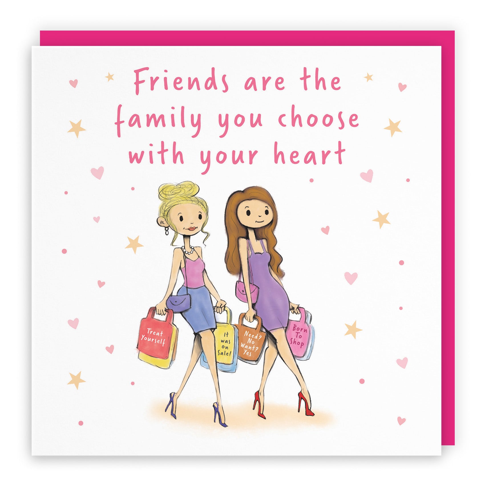 Female Shopping Friendship Card Silly Squiggles