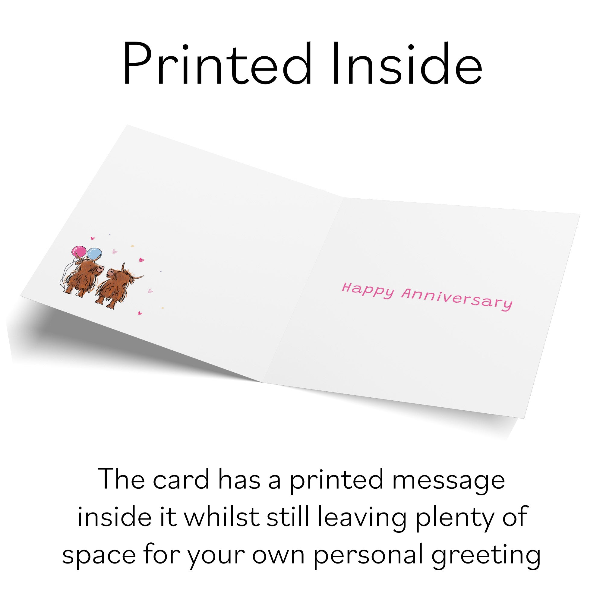 Highland Cows Anniversary Card Animal Party