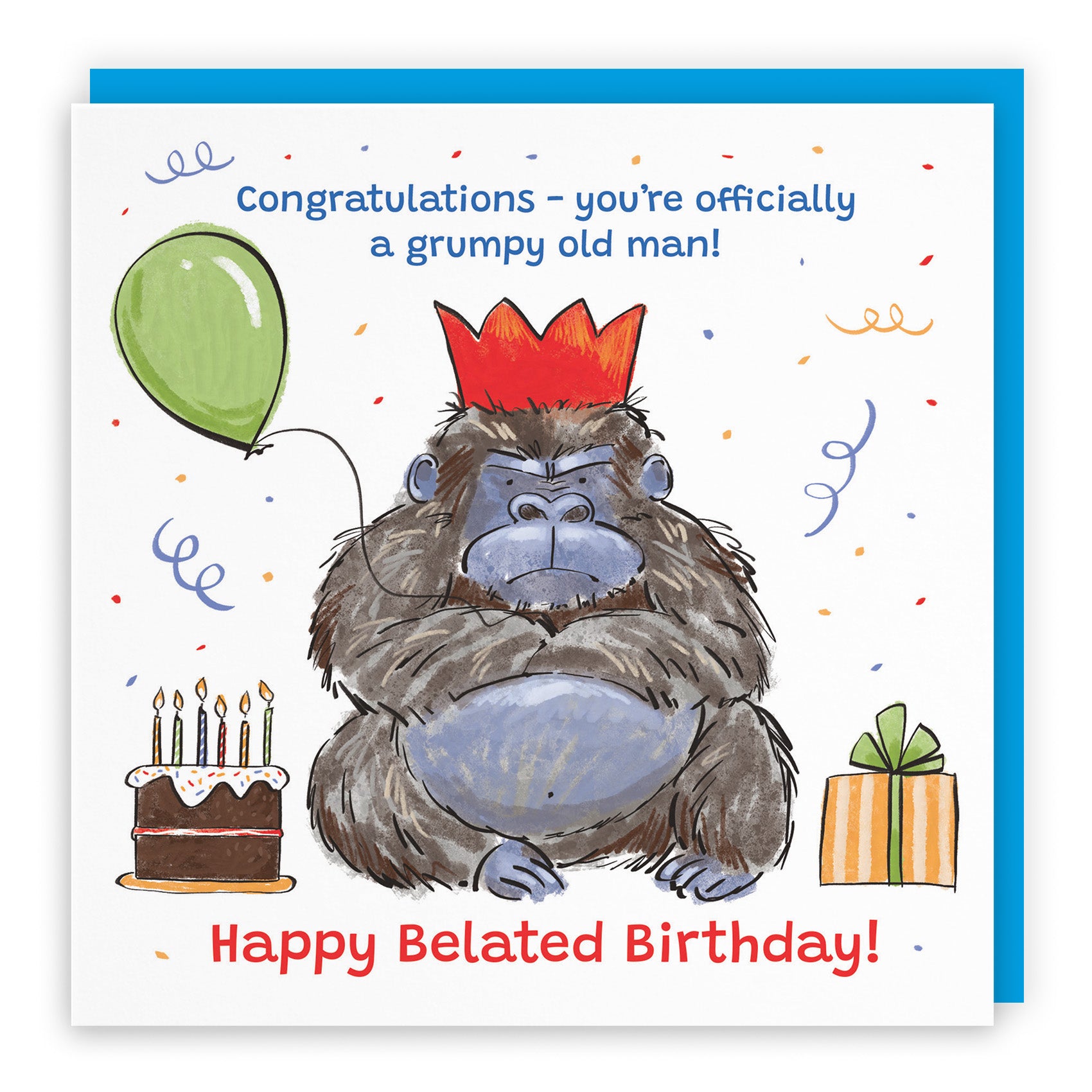 Male Grumpy Gorilla Birthday Card Animal Party