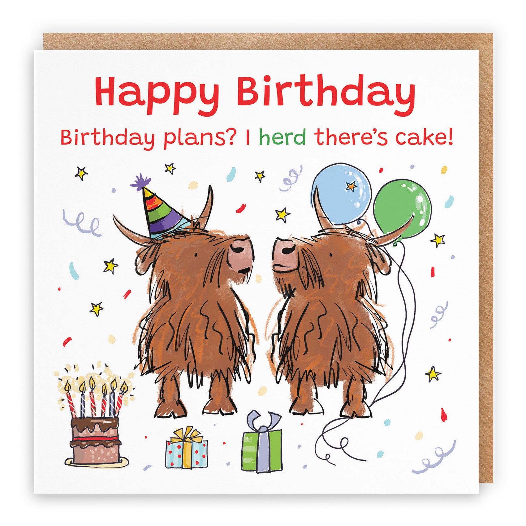 Highland Cows Birthday Card Animal Party
