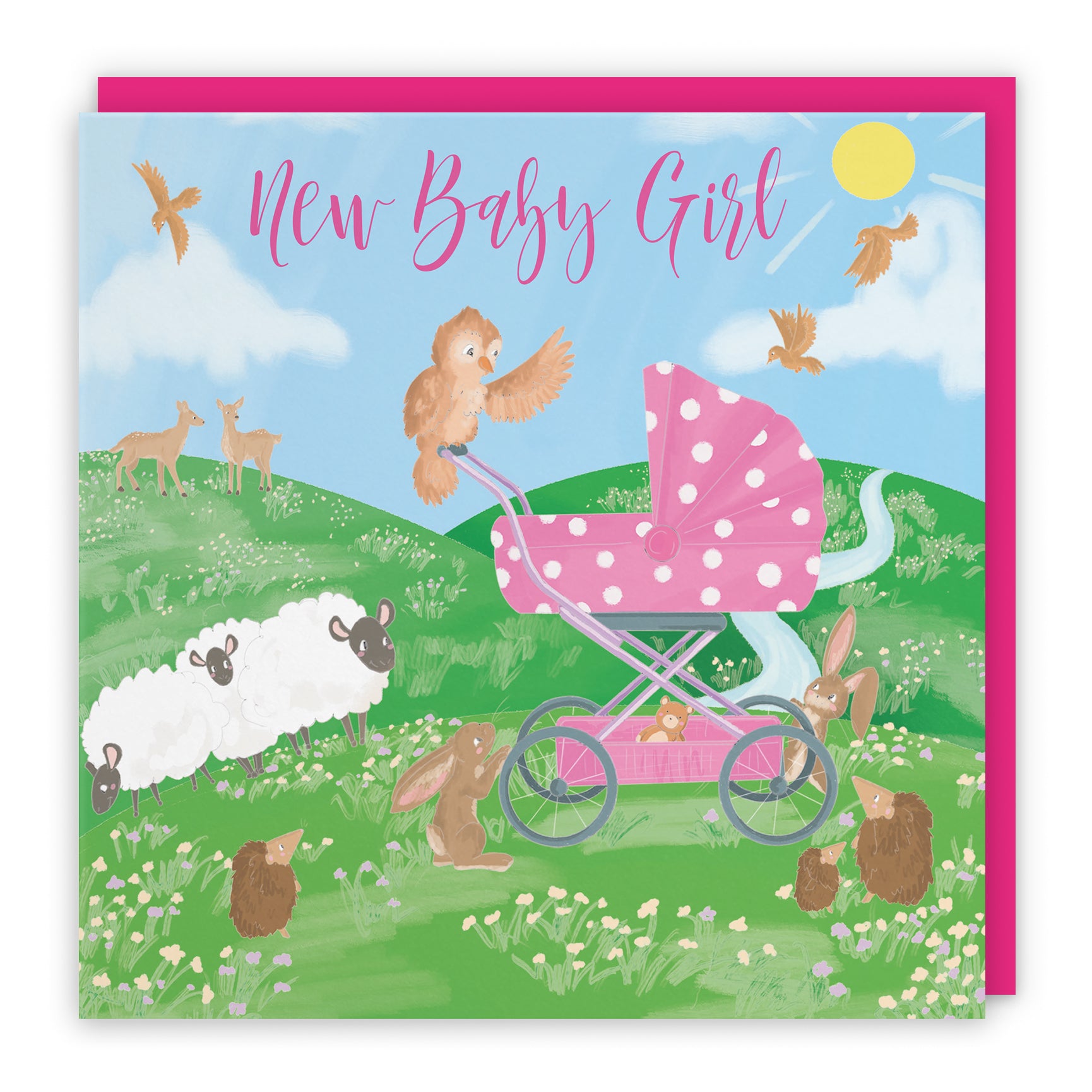 New Baby Card Pram Countryside