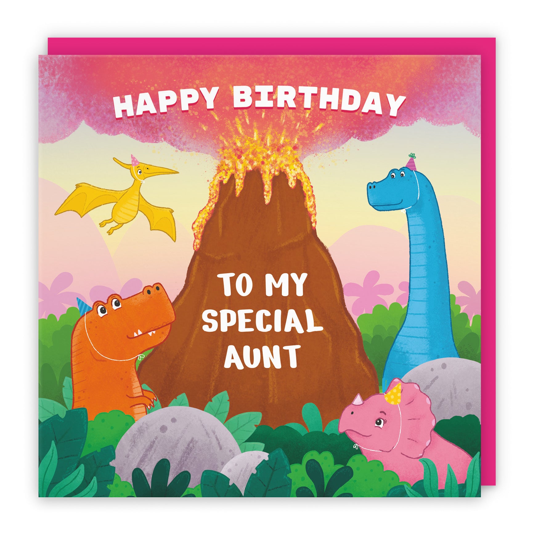 Dinosaur Birthday Card Volcano Imagination