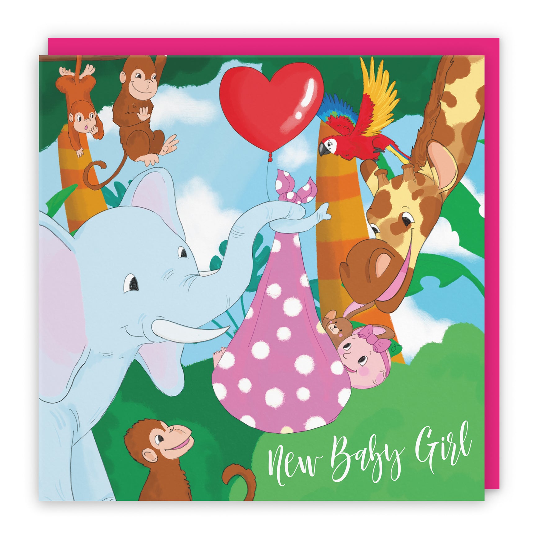 New Baby Card Cute Elephant Jungle