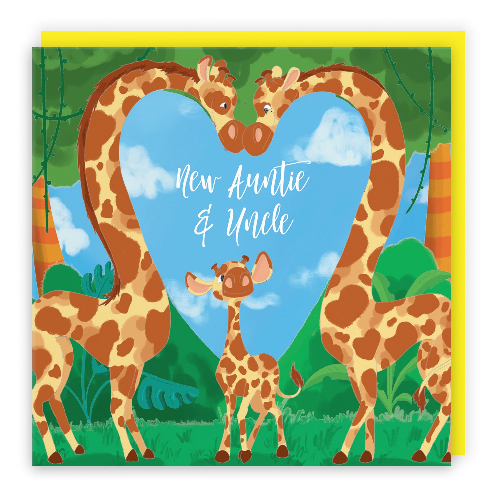 New Baby Card Cute Giraffes Jungle