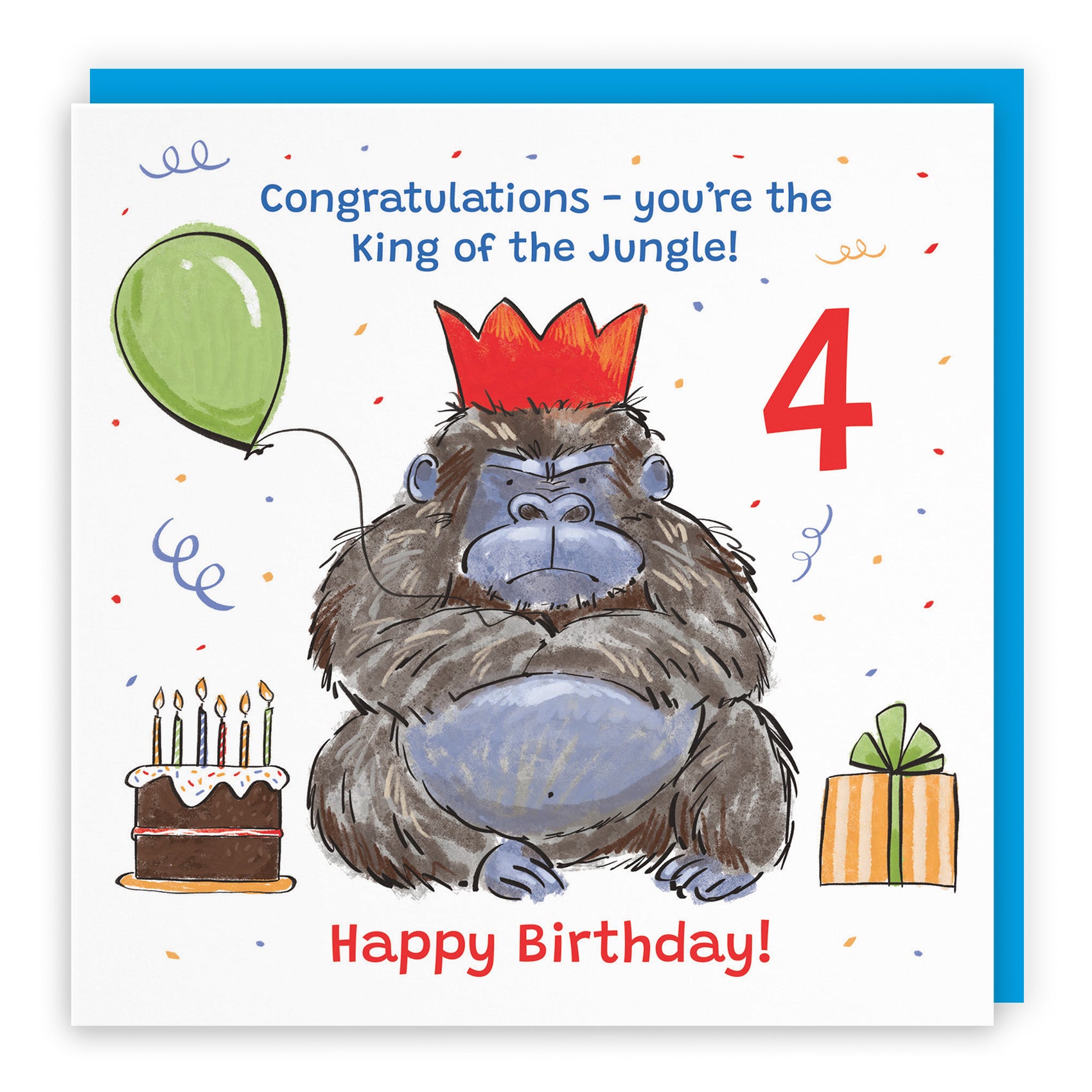Male Grumpy Gorilla Birthday Card Animal Party