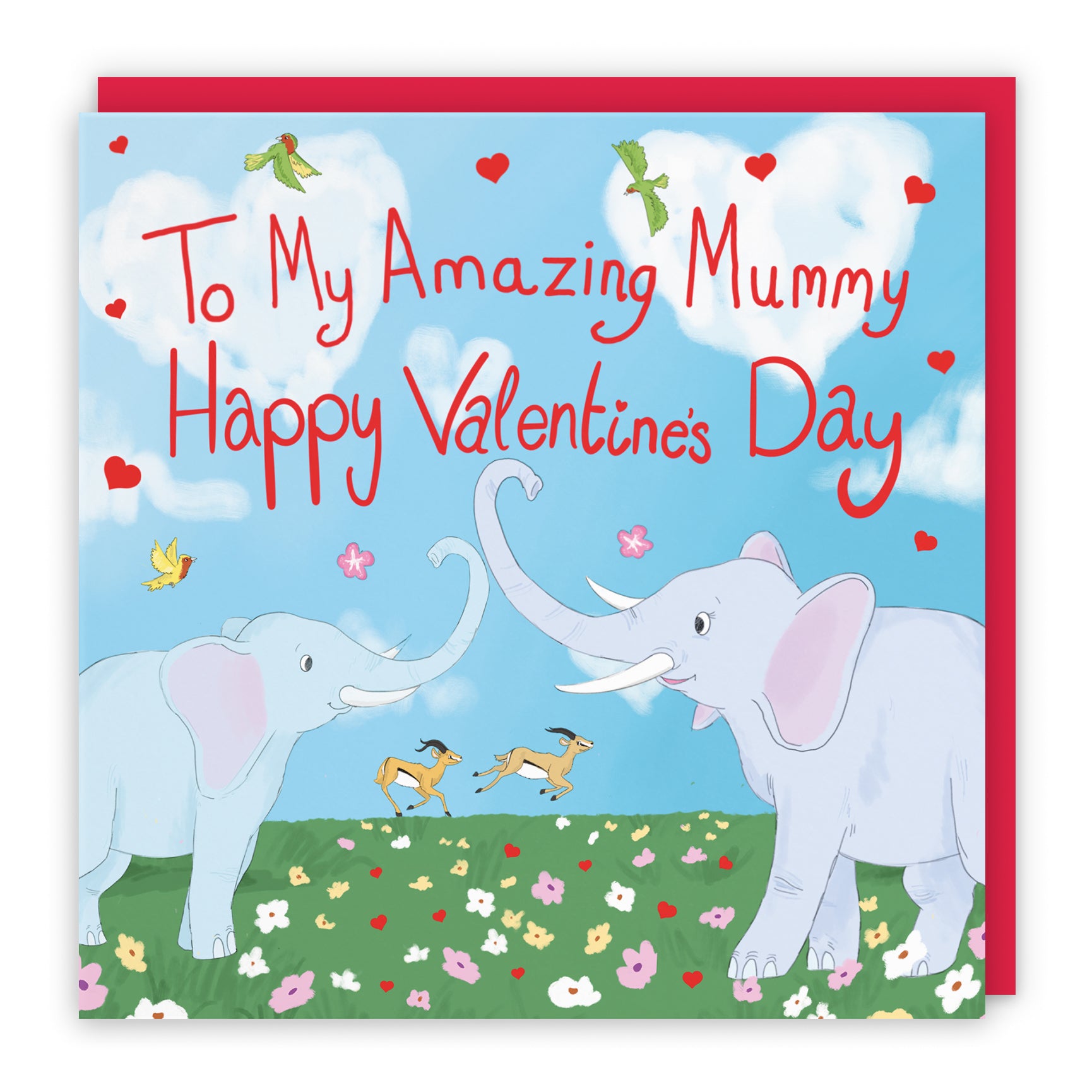 Elephants Valentine's Day Card Cute Animals