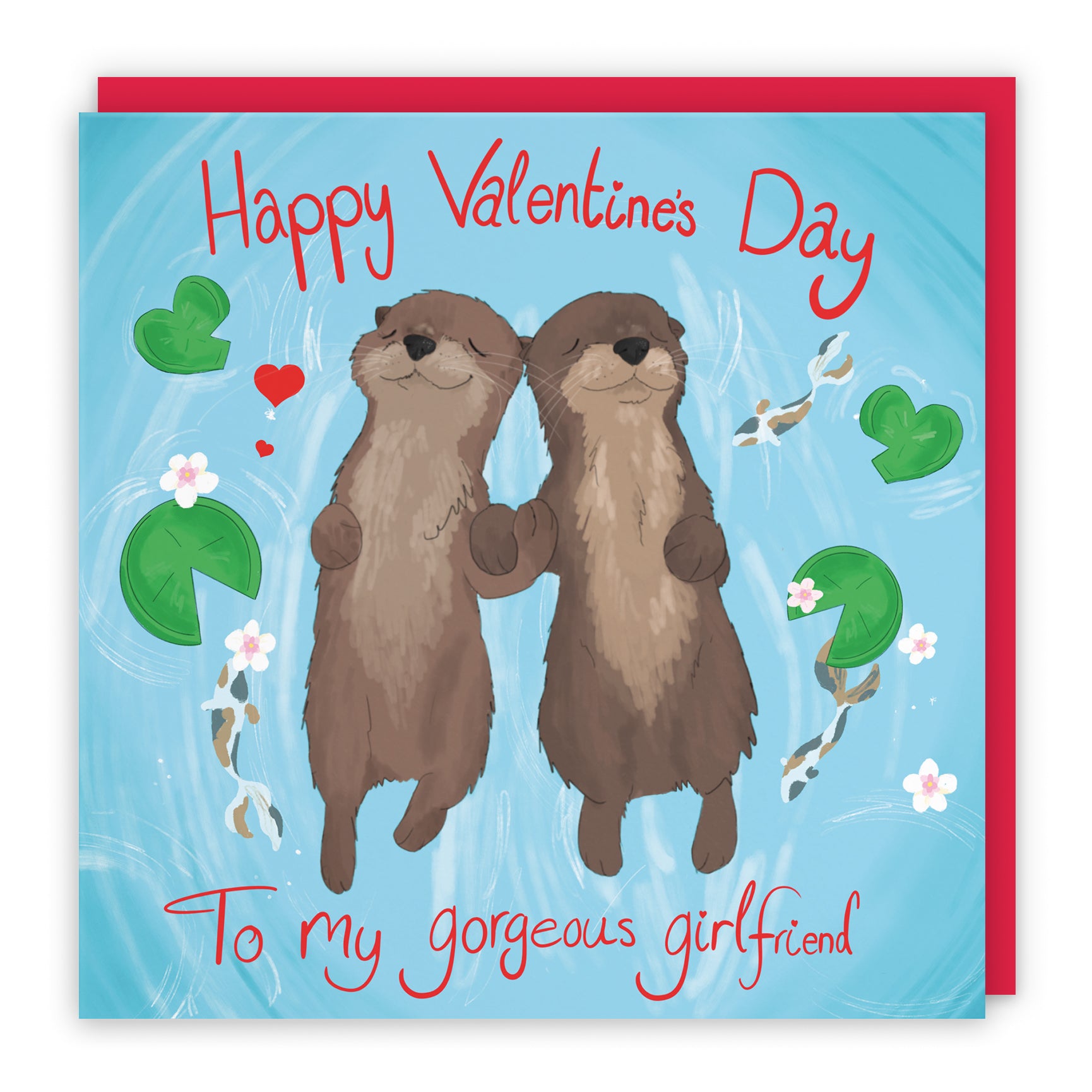 Otters Valentine's Day Card Cute Animals
