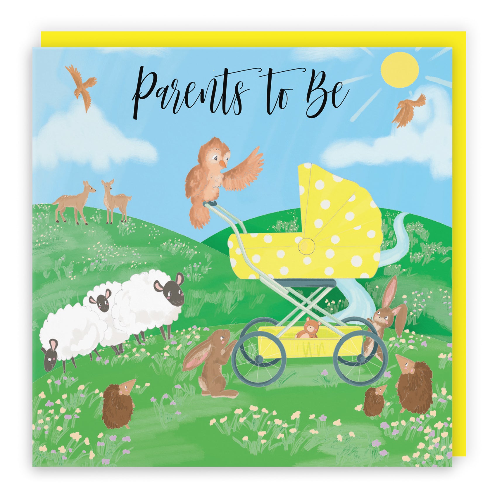 New Baby Card Pram Countryside