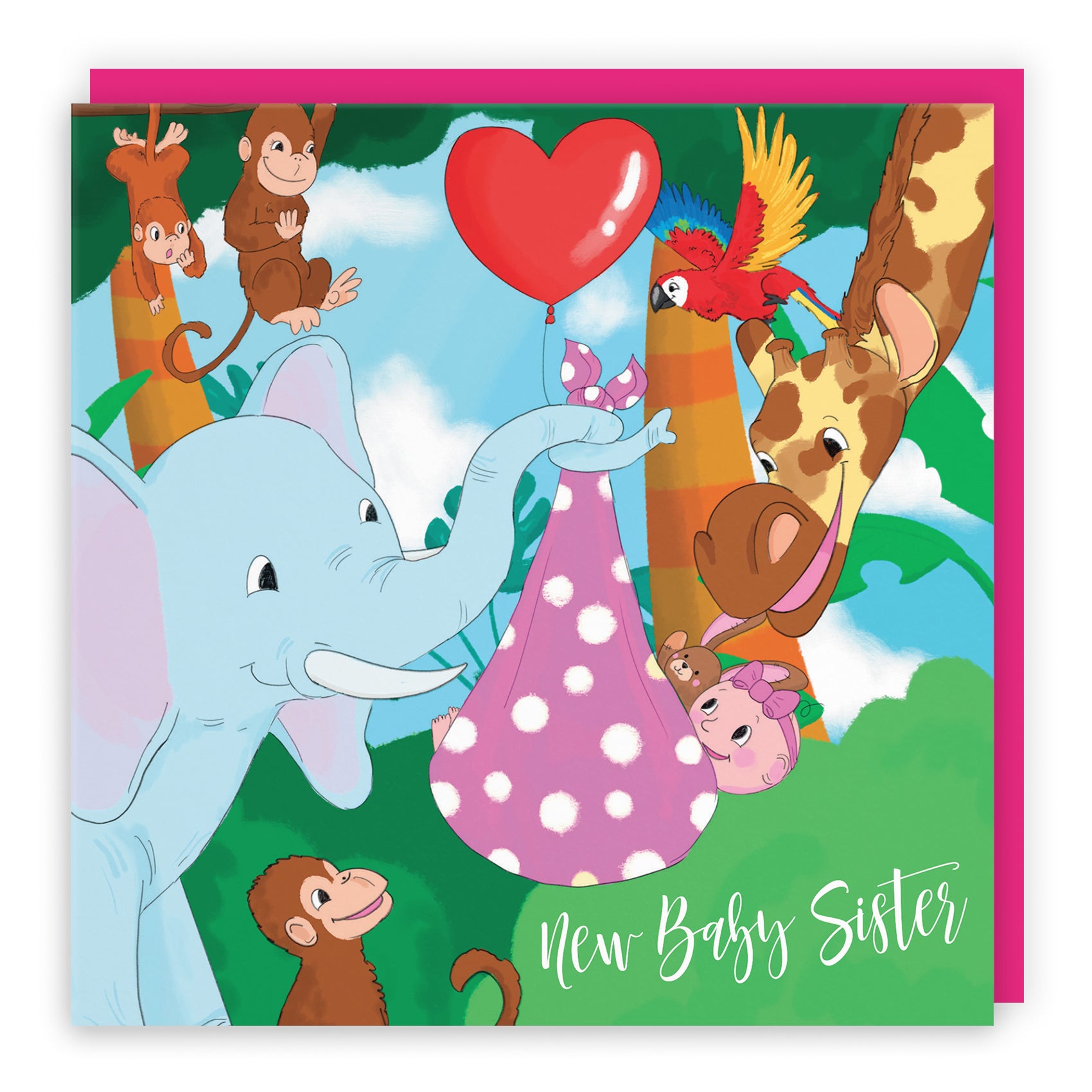 New Baby Card Cute Elephant Jungle