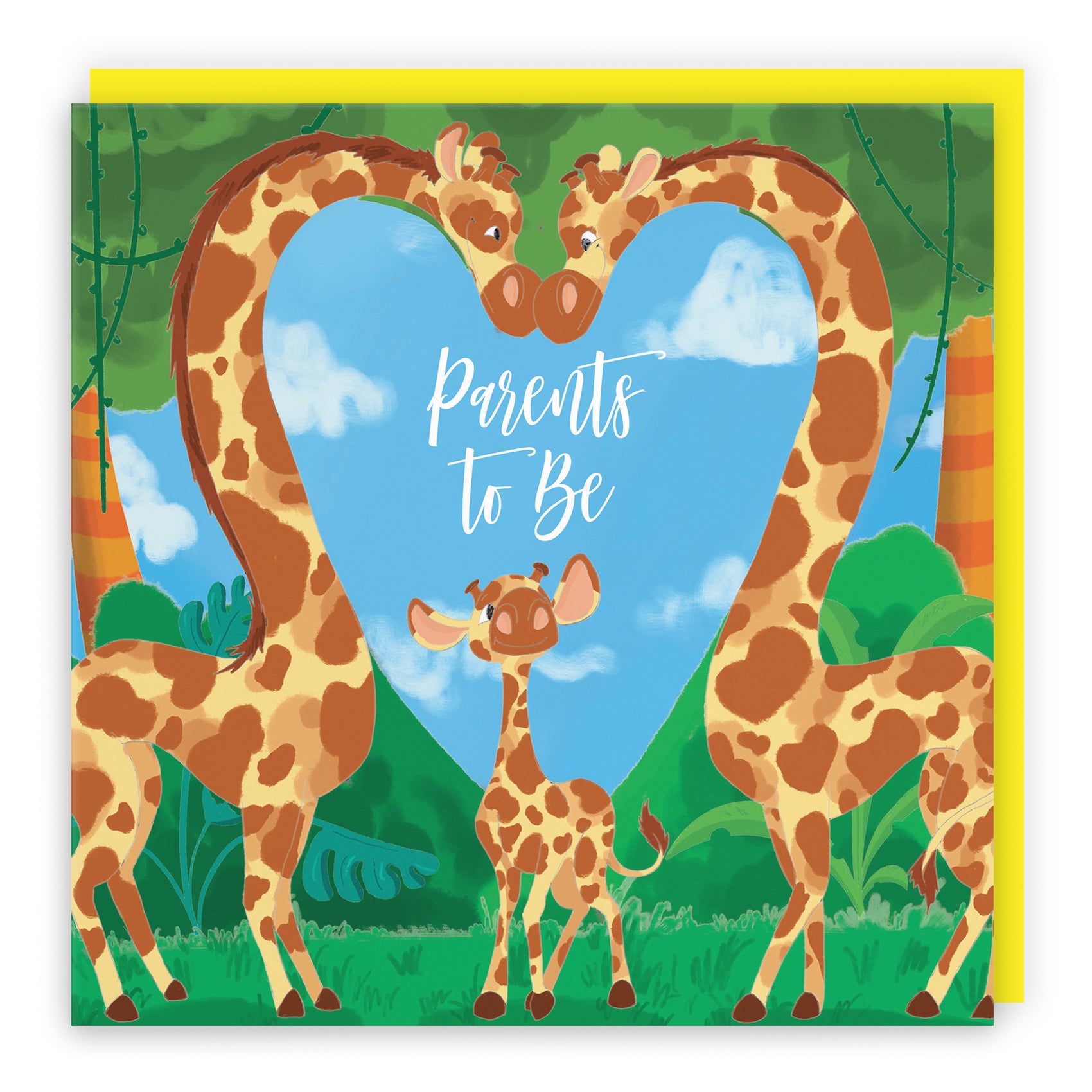 New Baby Card Cute Giraffes Jungle