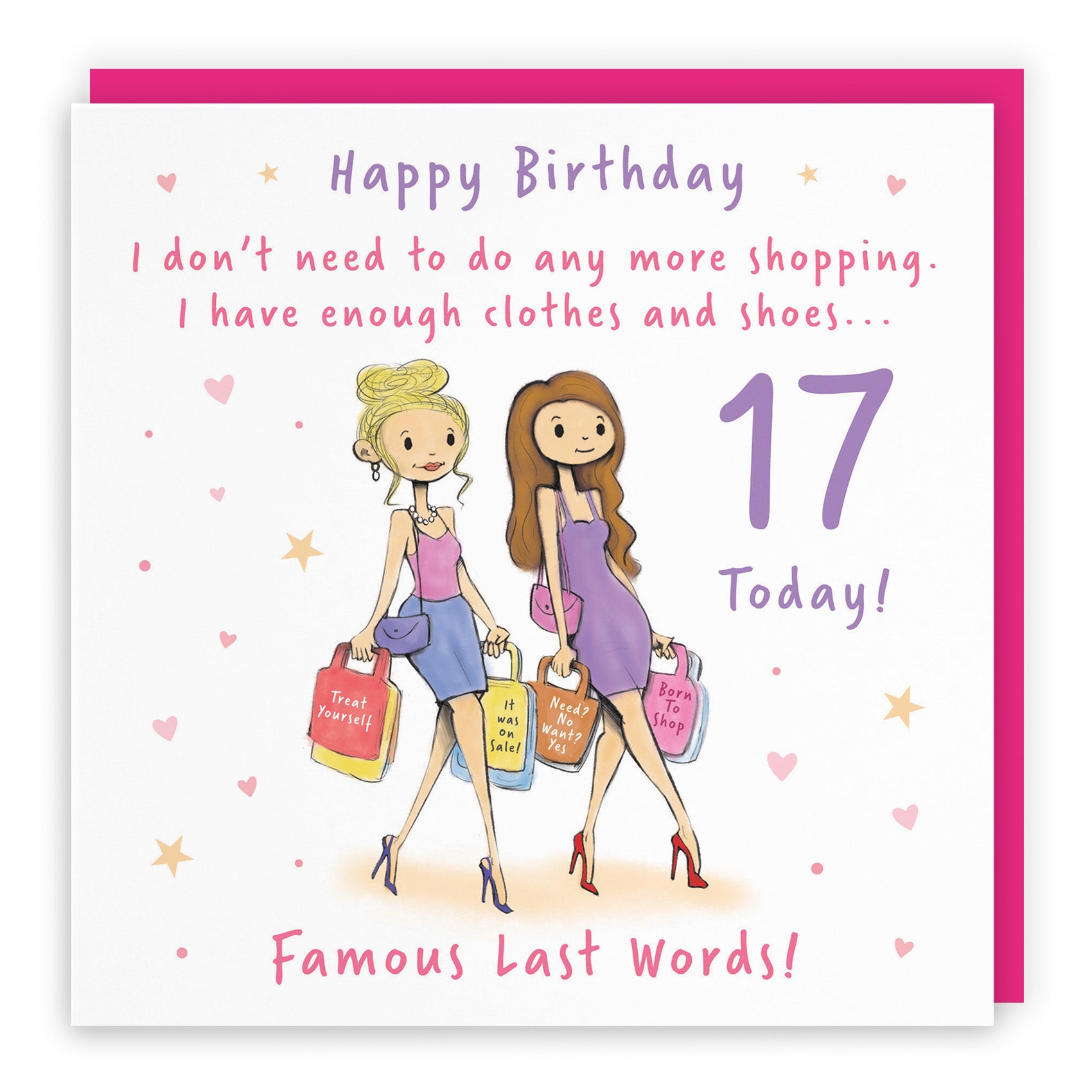 Female Shopping Birthday Card Silly Squiggles