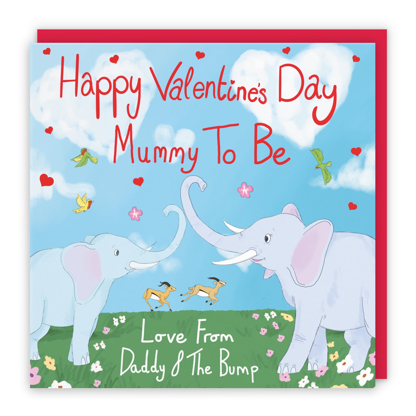 Elephants Valentine's Day Card Cute Animals