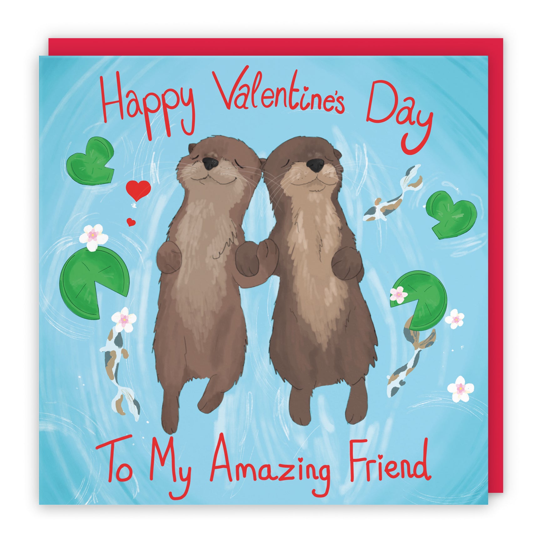 Otters Valentine's Day Card Cute Animals