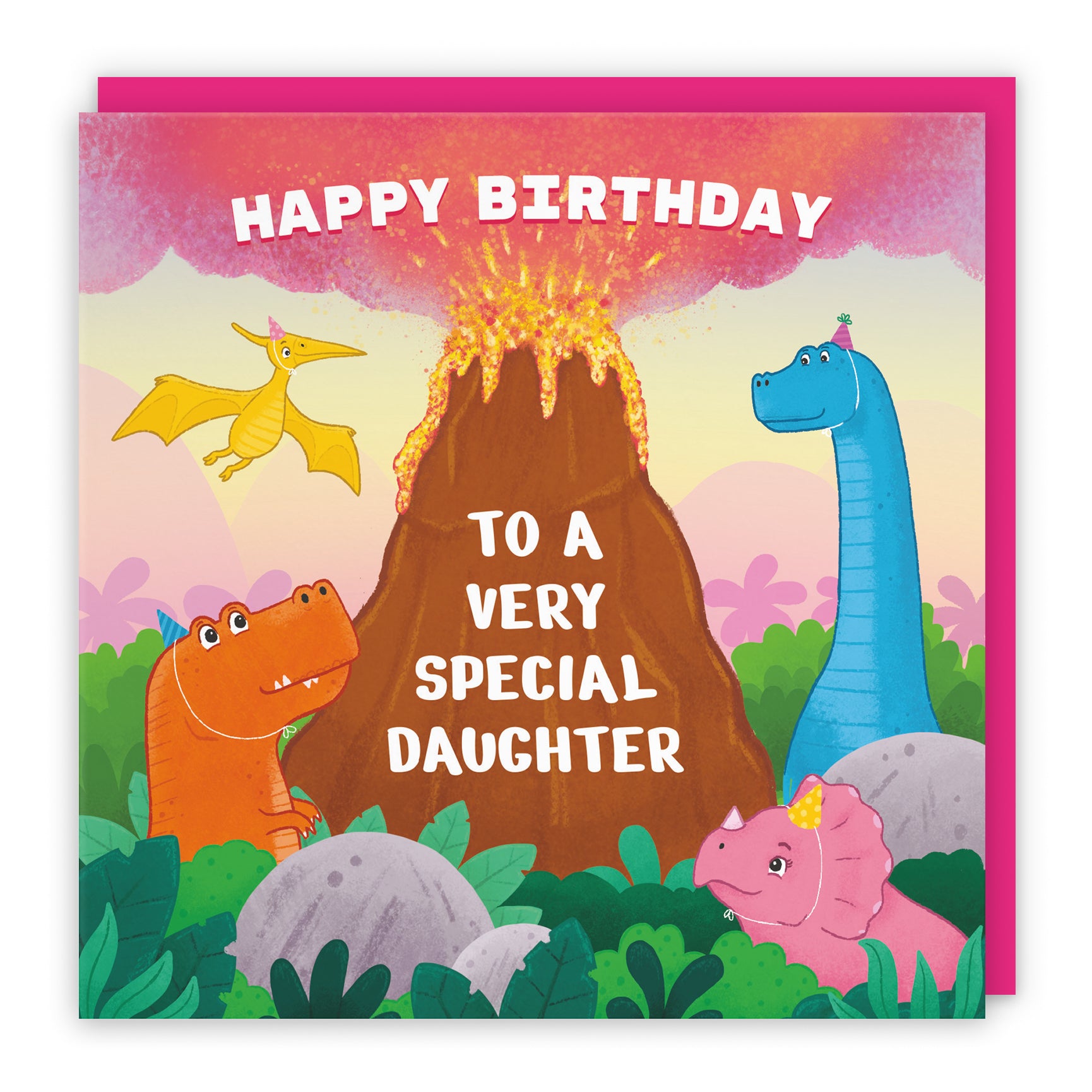 Dinosaur Birthday Card Volcano Imagination