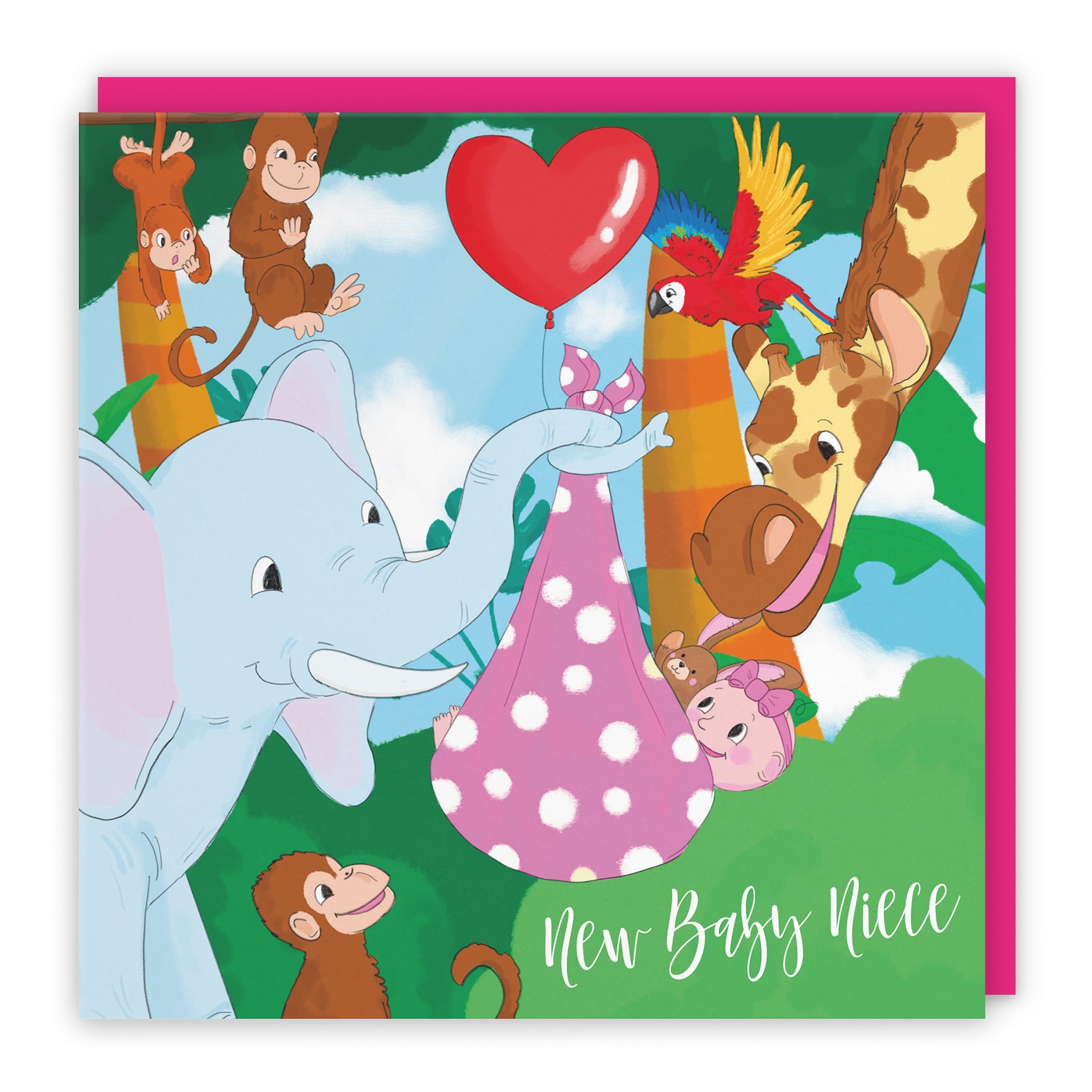 New Baby Card Cute Elephant Jungle