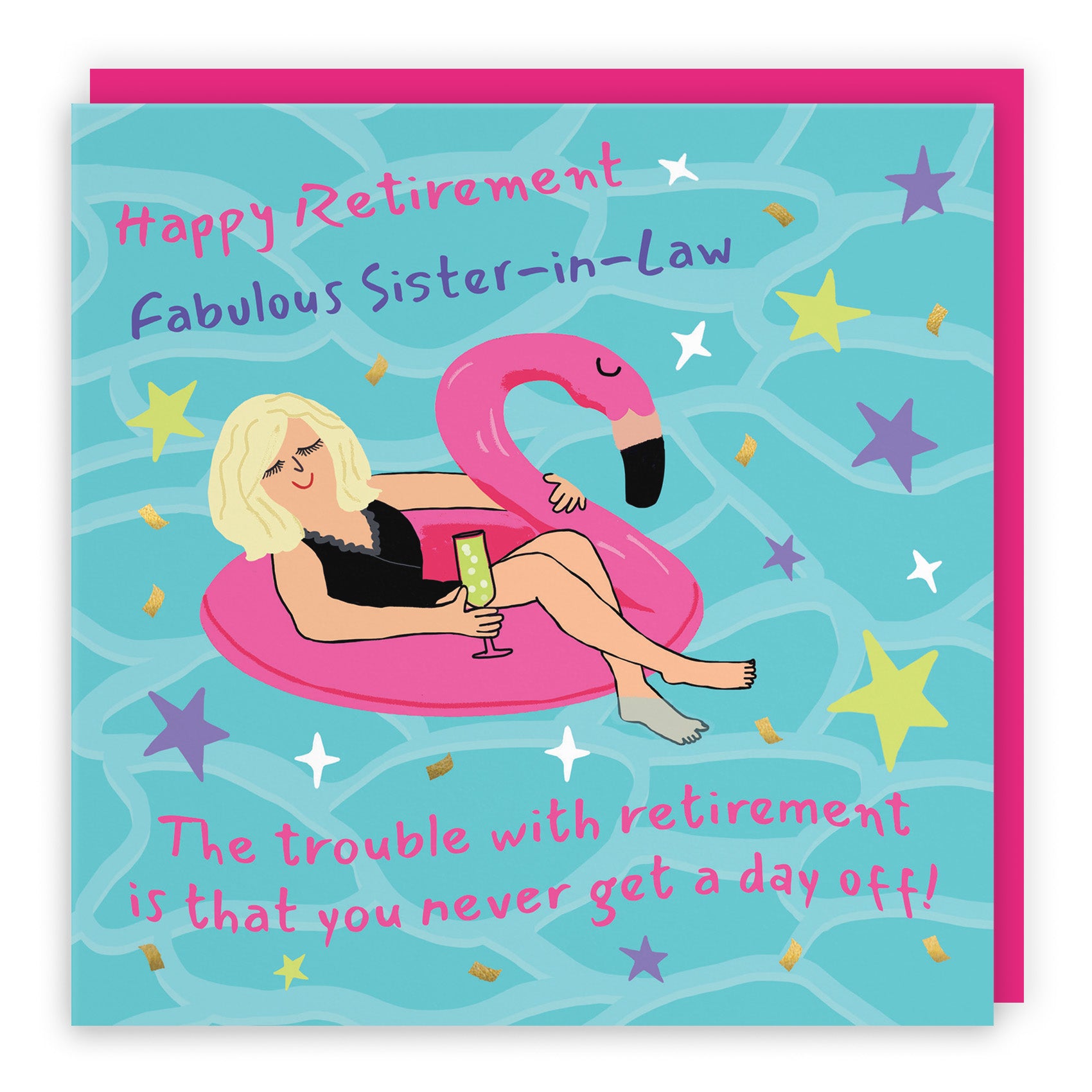 Female Flamingo Float Retirement Card Laugh Out Loud