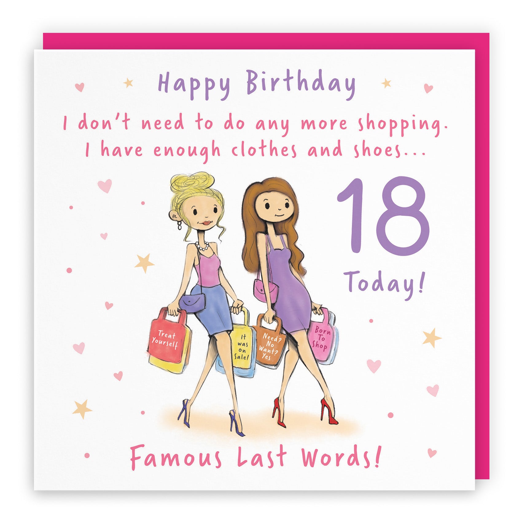 Female Shopping Birthday Card Silly Squiggles