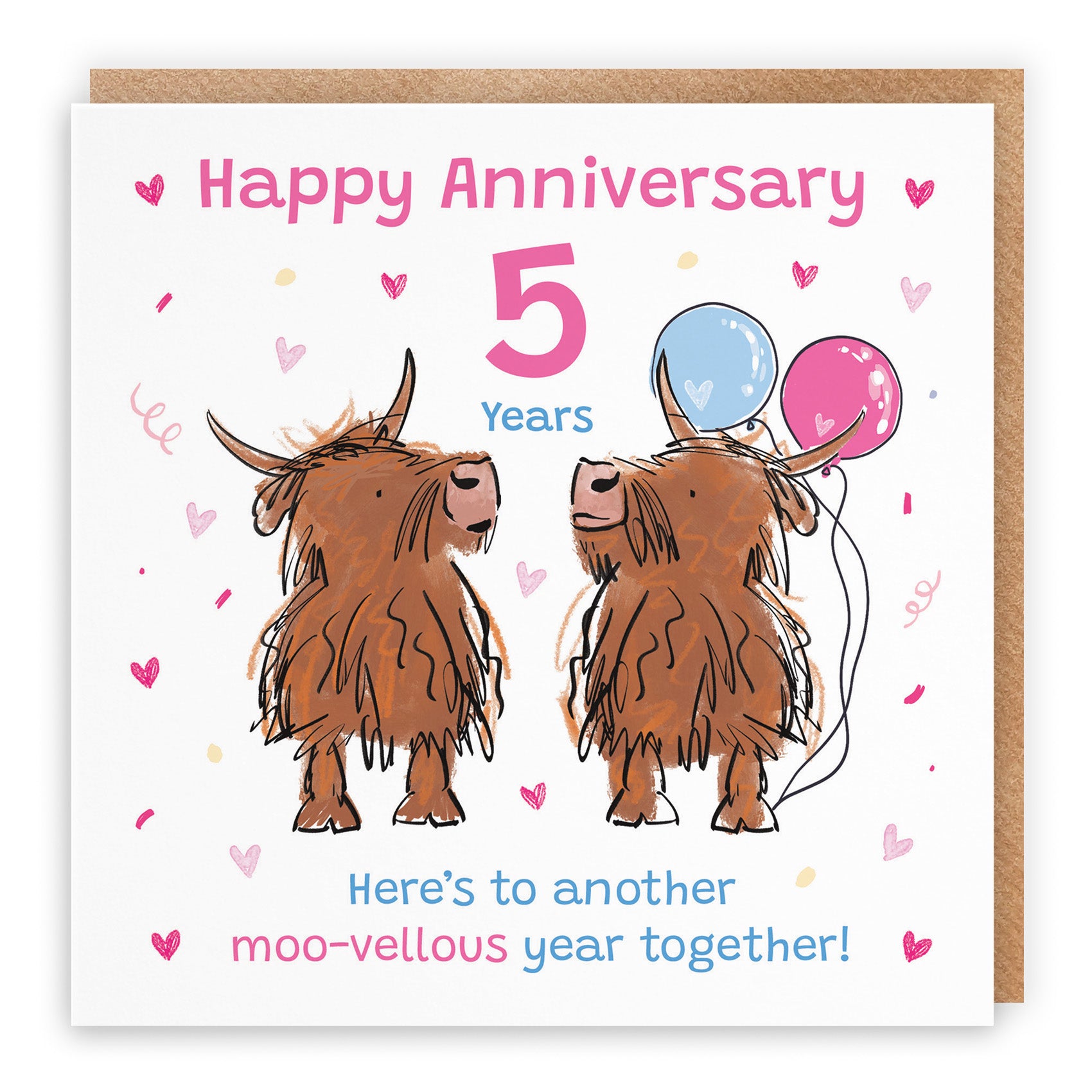 Highland Cows Anniversary Card Animal Party