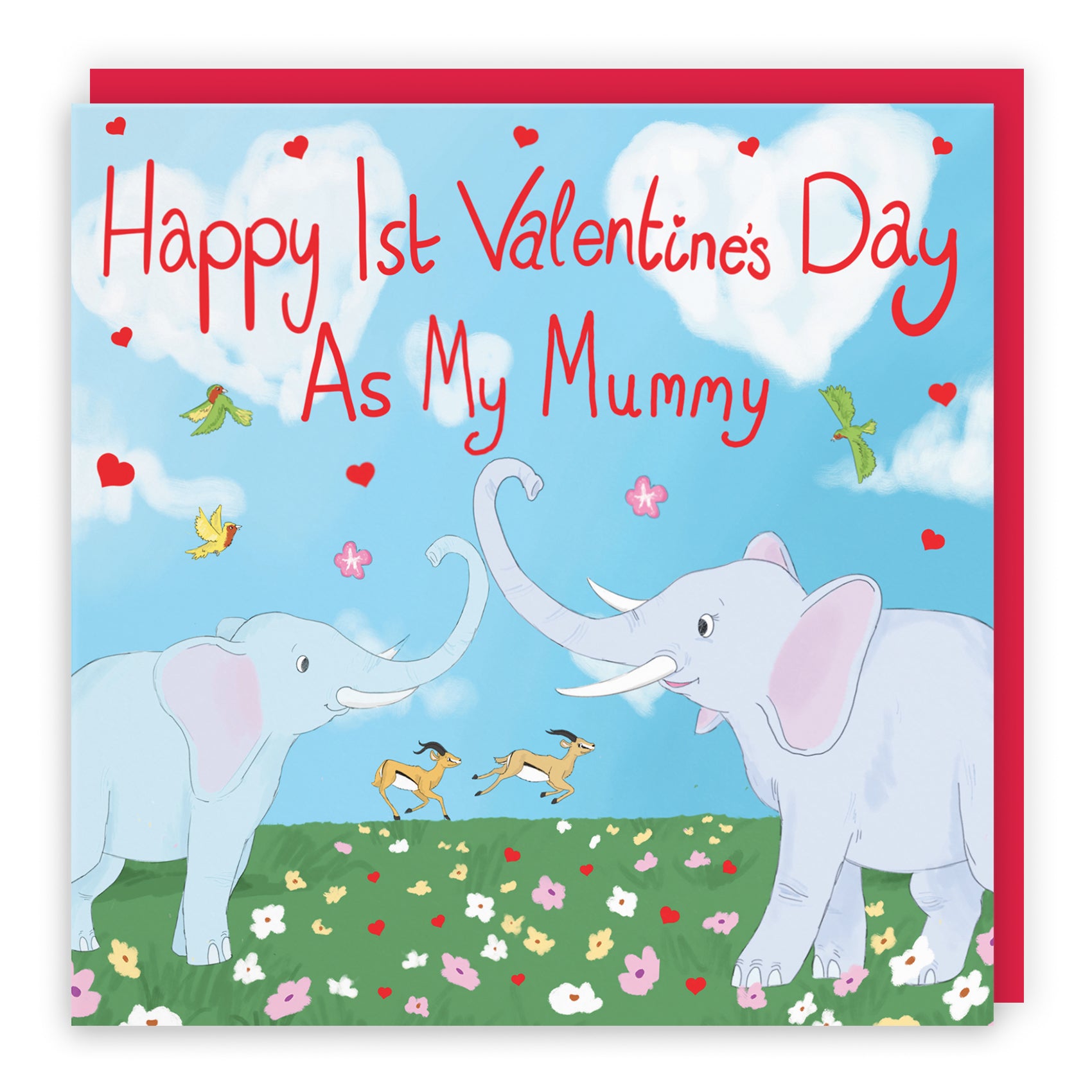 Elephants Valentine's Day Card Cute Animals