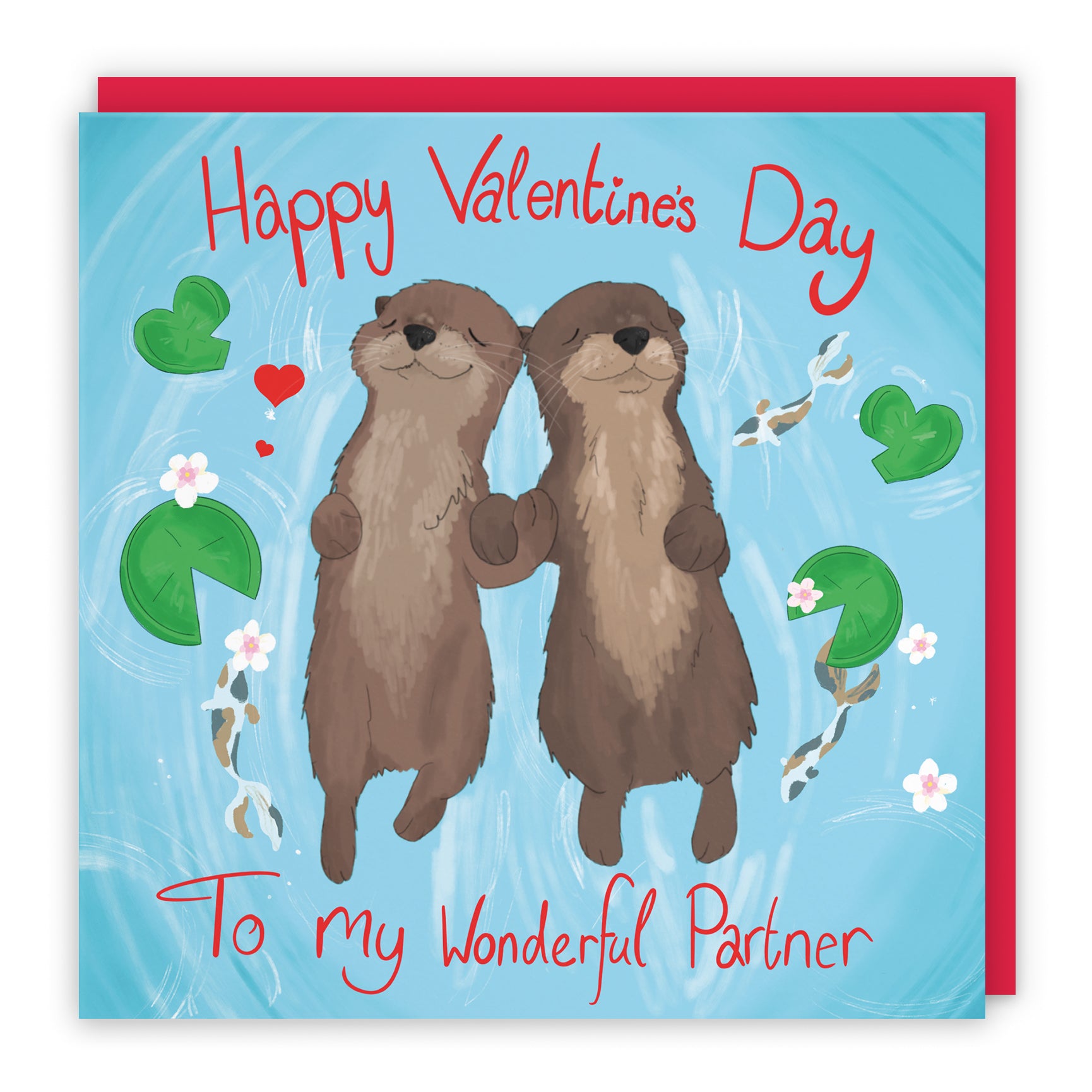 Otters Valentine's Day Card Cute Animals