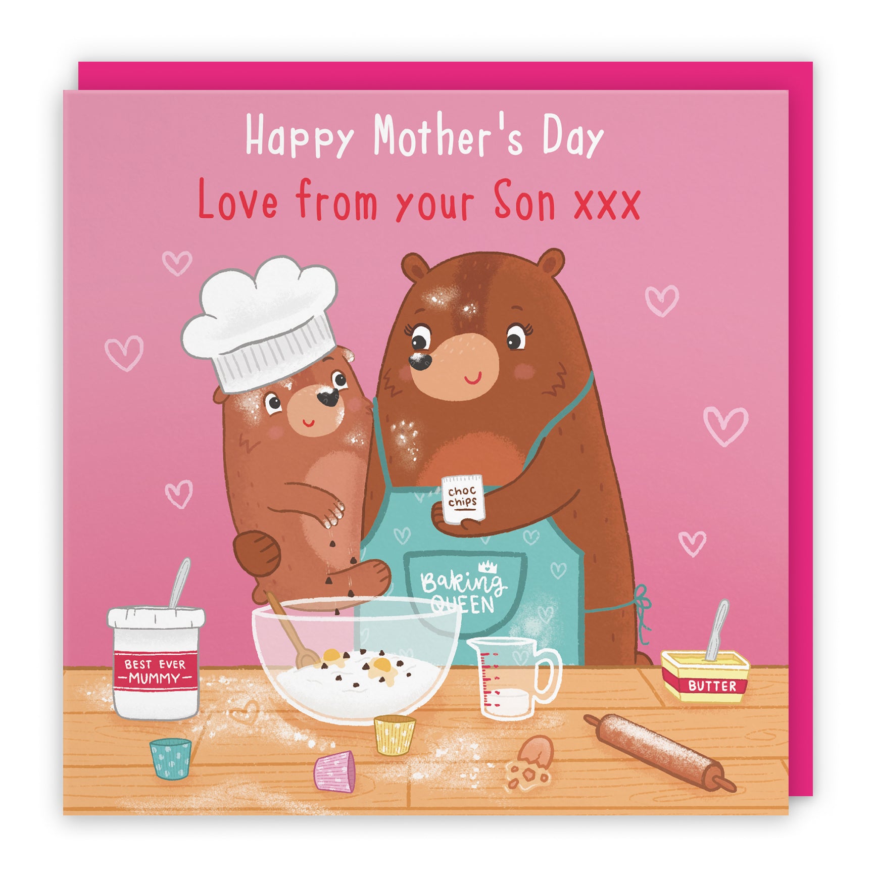 Baking Mother's Day Card Cute Bears
