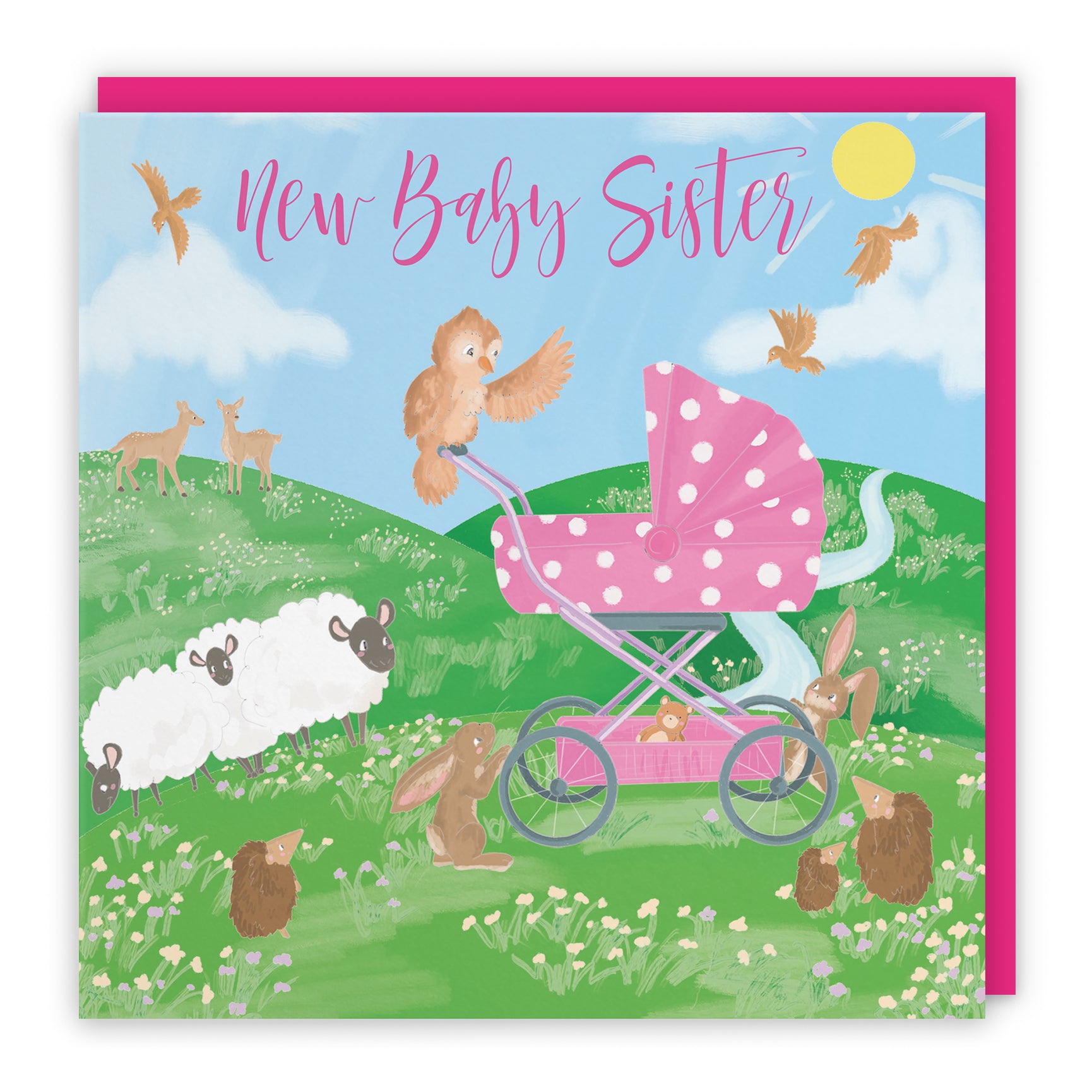 New Baby Card Pram Countryside