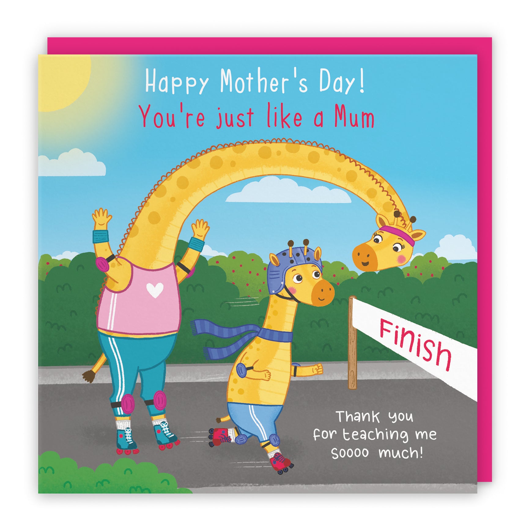 Mother's Day Card Cute Skating Giraffes Iconic
