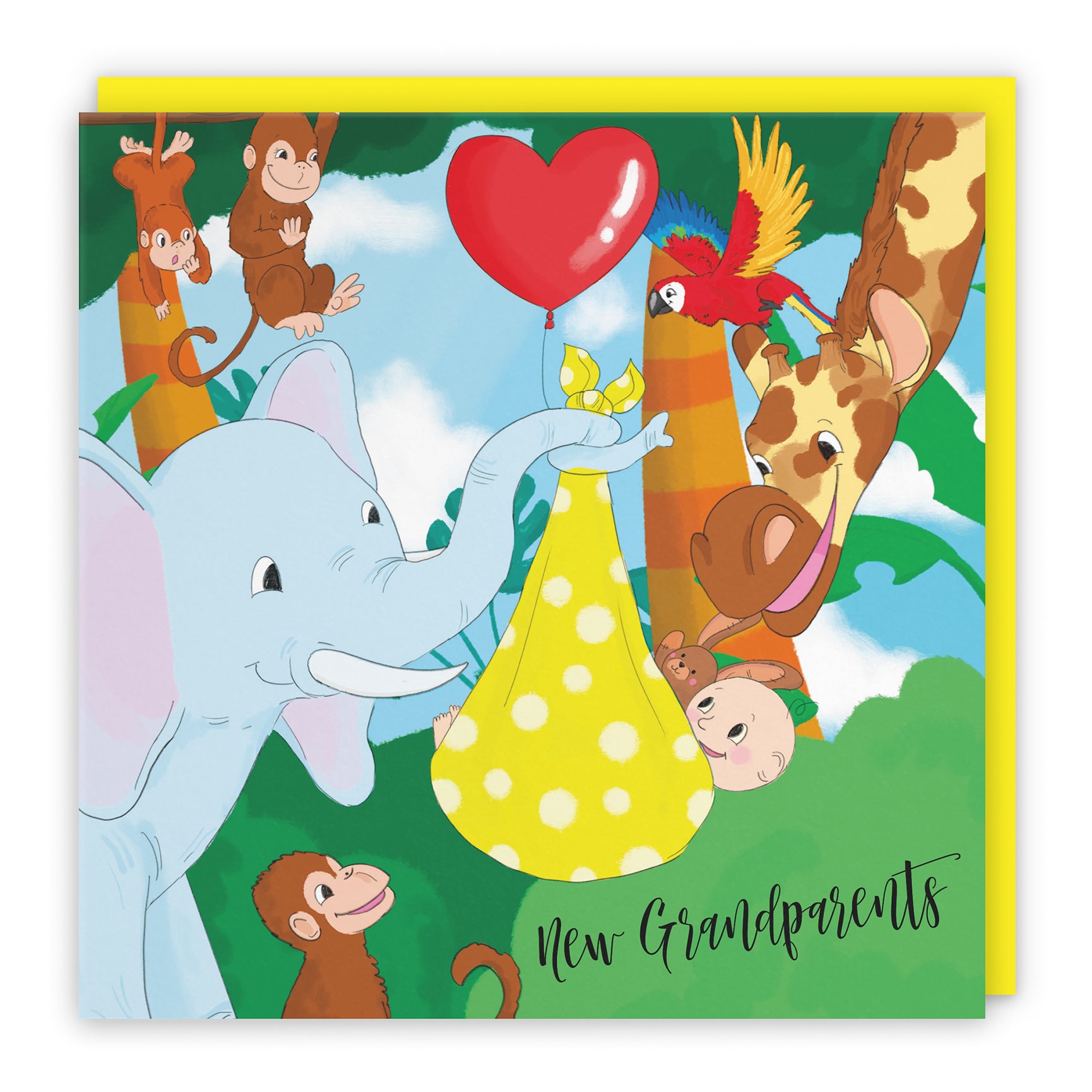 New Baby Card Cute Elephant Jungle