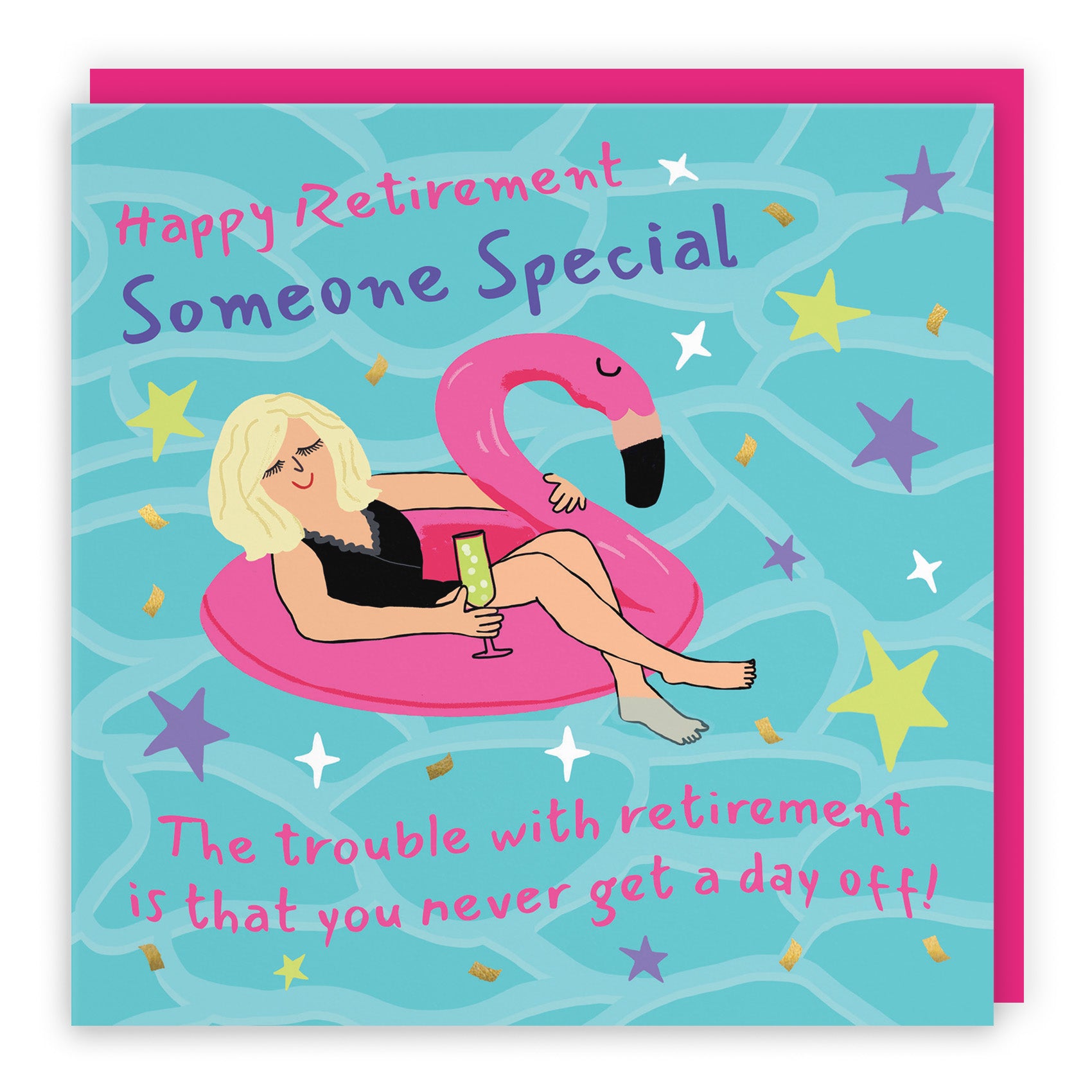 Female Flamingo Float Retirement Card Laugh Out Loud