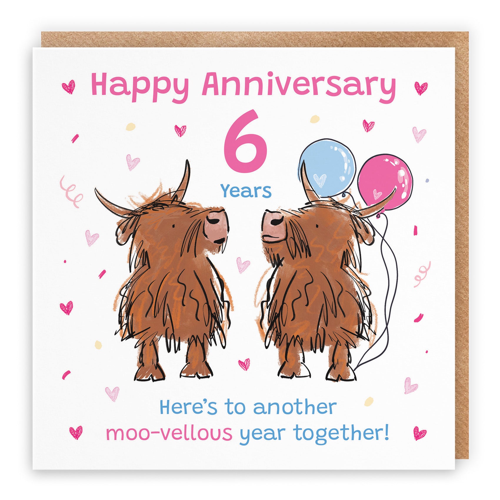Highland Cows Anniversary Card Animal Party