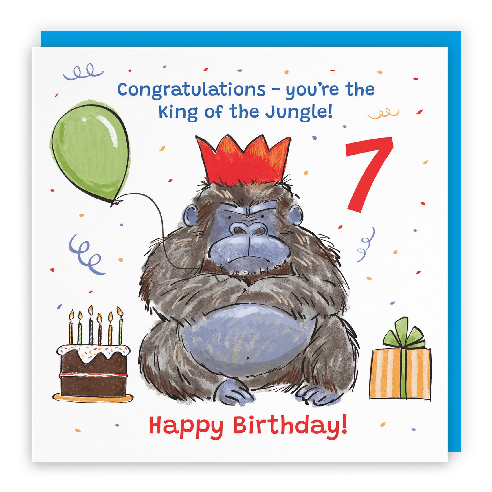 Male Grumpy Gorilla Birthday Card Animal Party