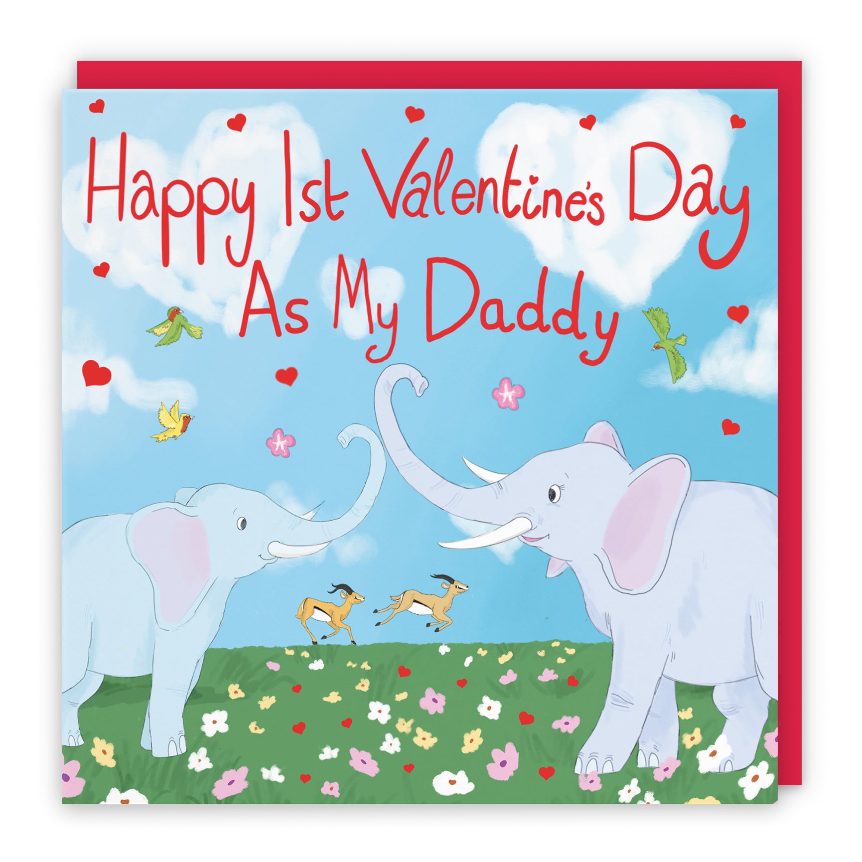 Elephants Valentine's Day Card Cute Animals