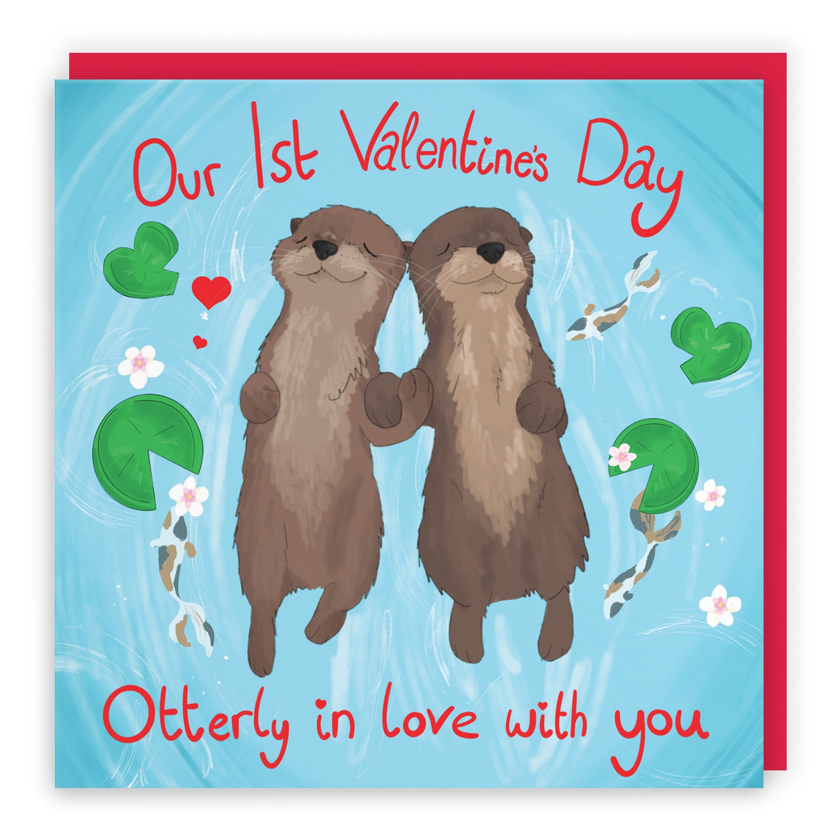 Otters Valentine's Day Card Cute Animals