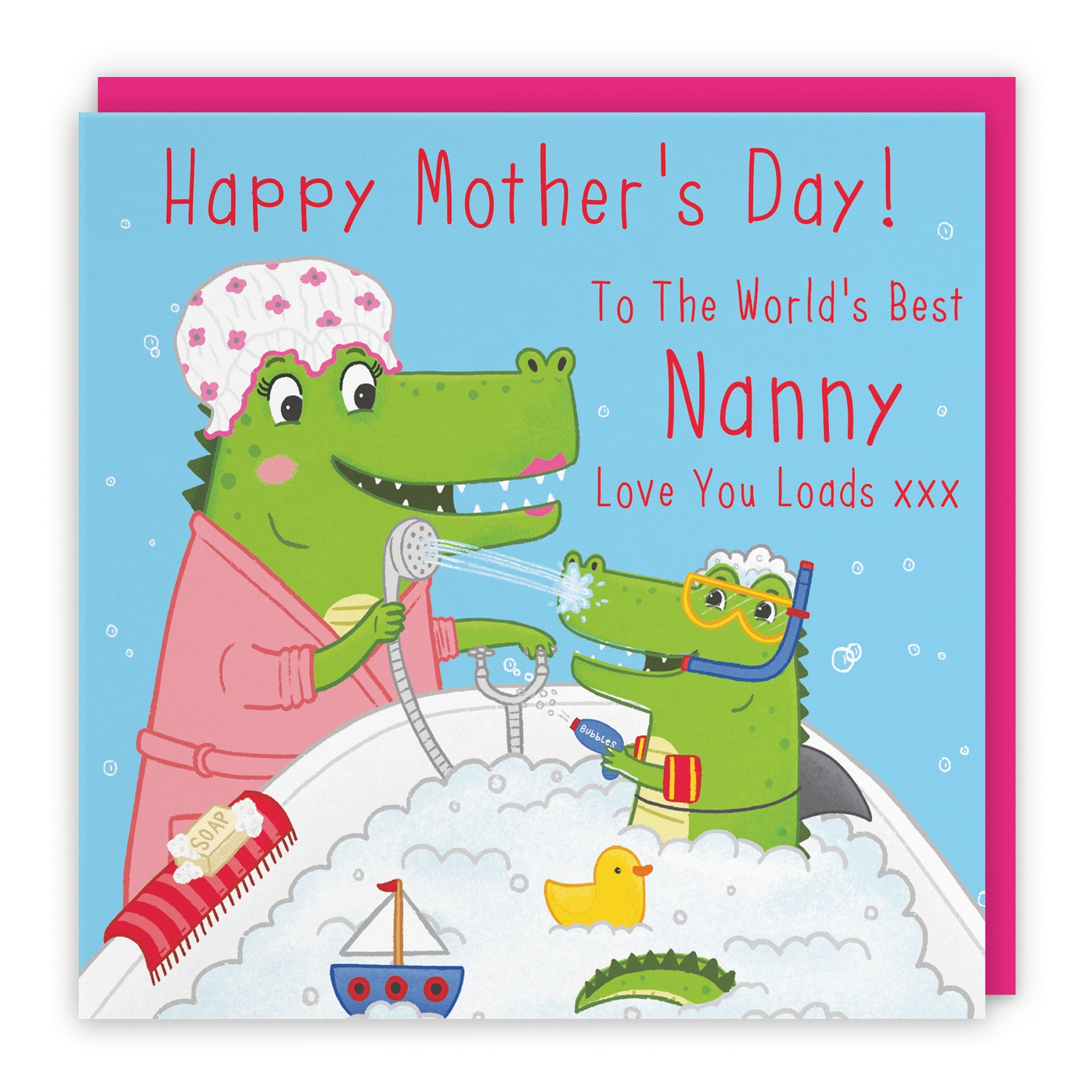 Crocodile Bath Time Mother's Day Card Imagination