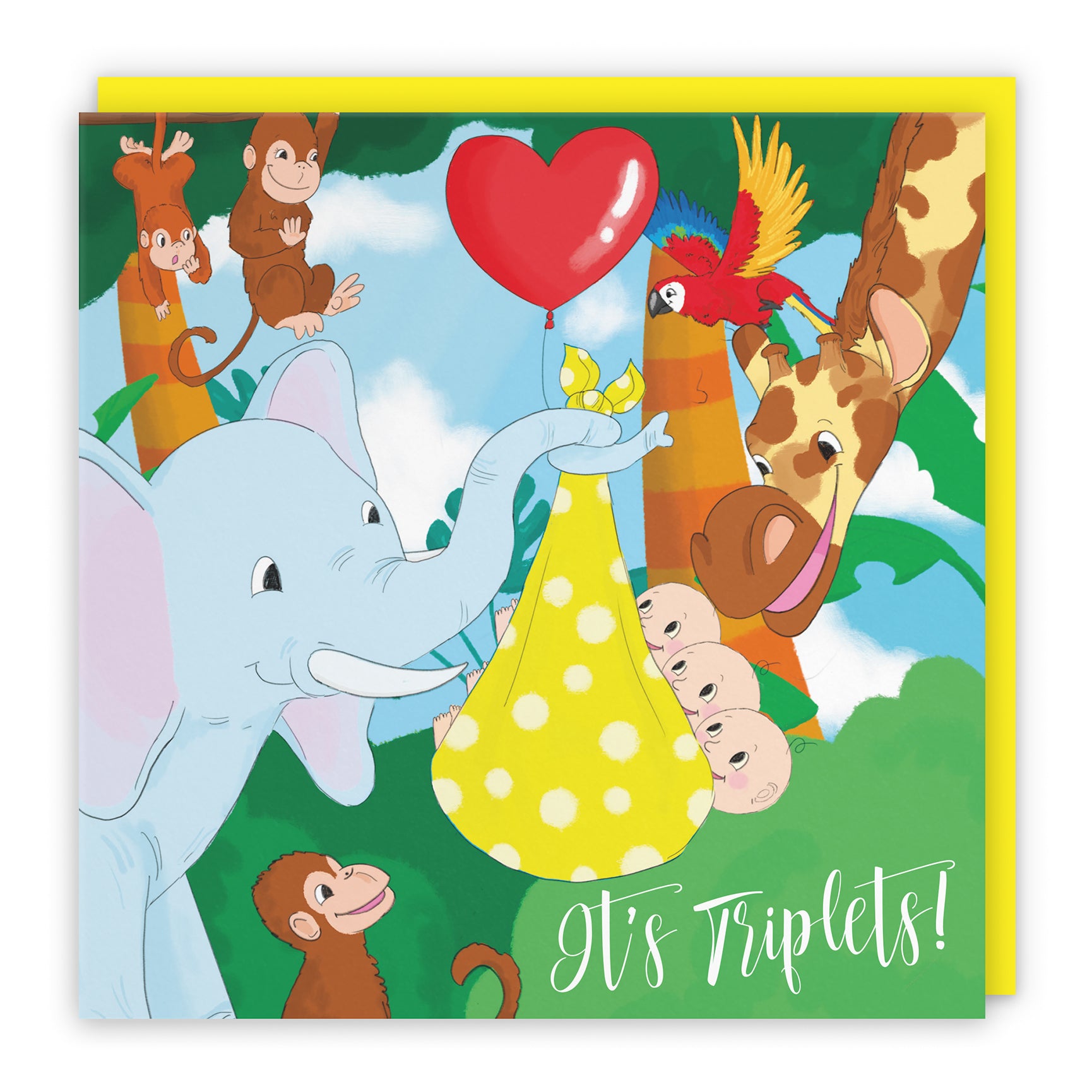 New Baby Card Cute Elephant Jungle