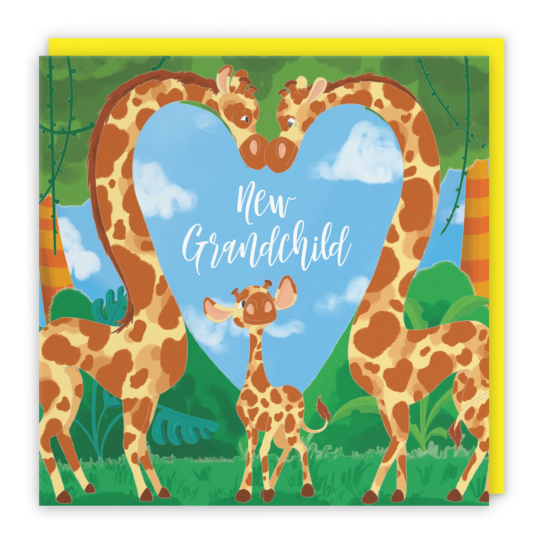 New Baby Card Cute Giraffes Jungle