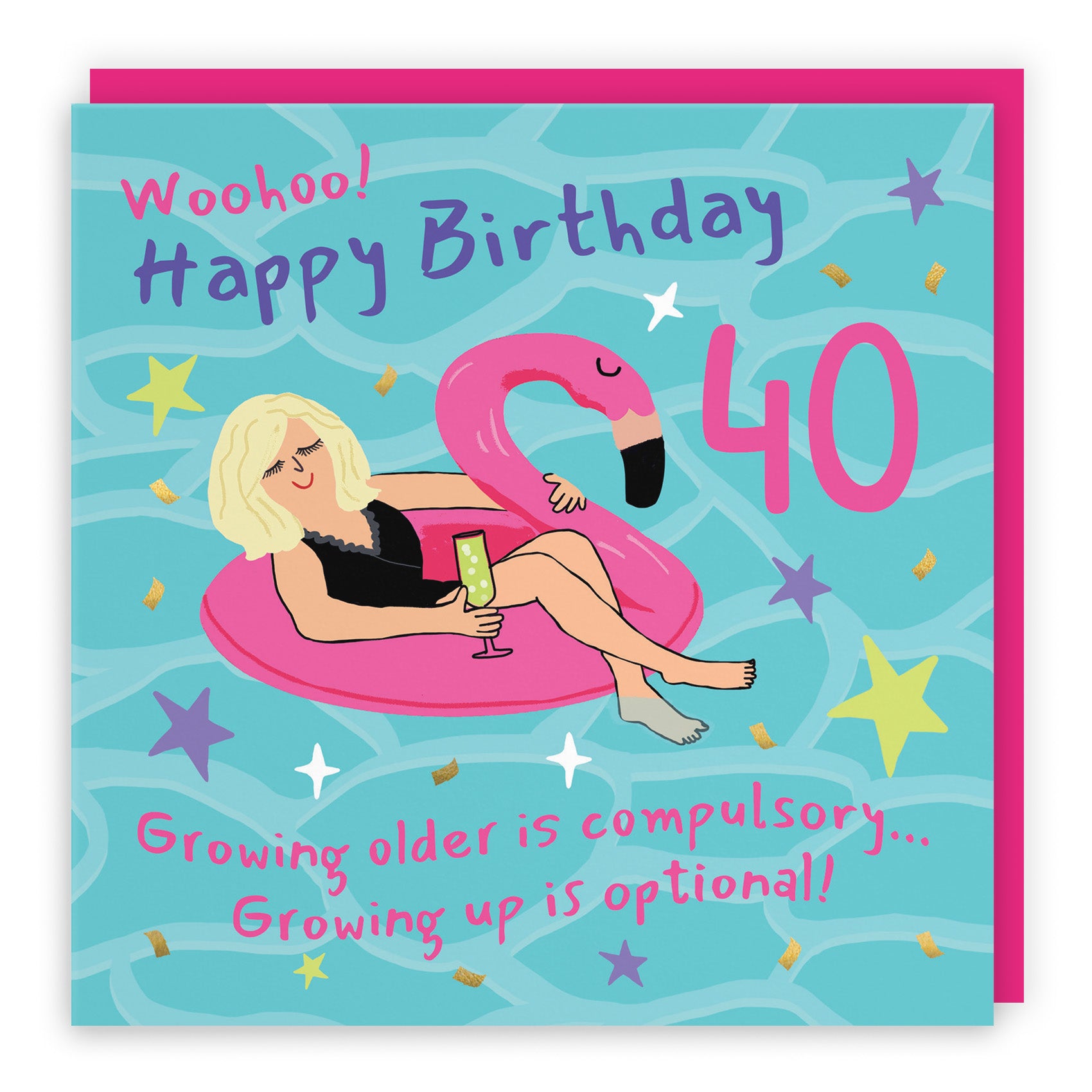 Female Flamingo Float Birthday Card Laugh Out Loud