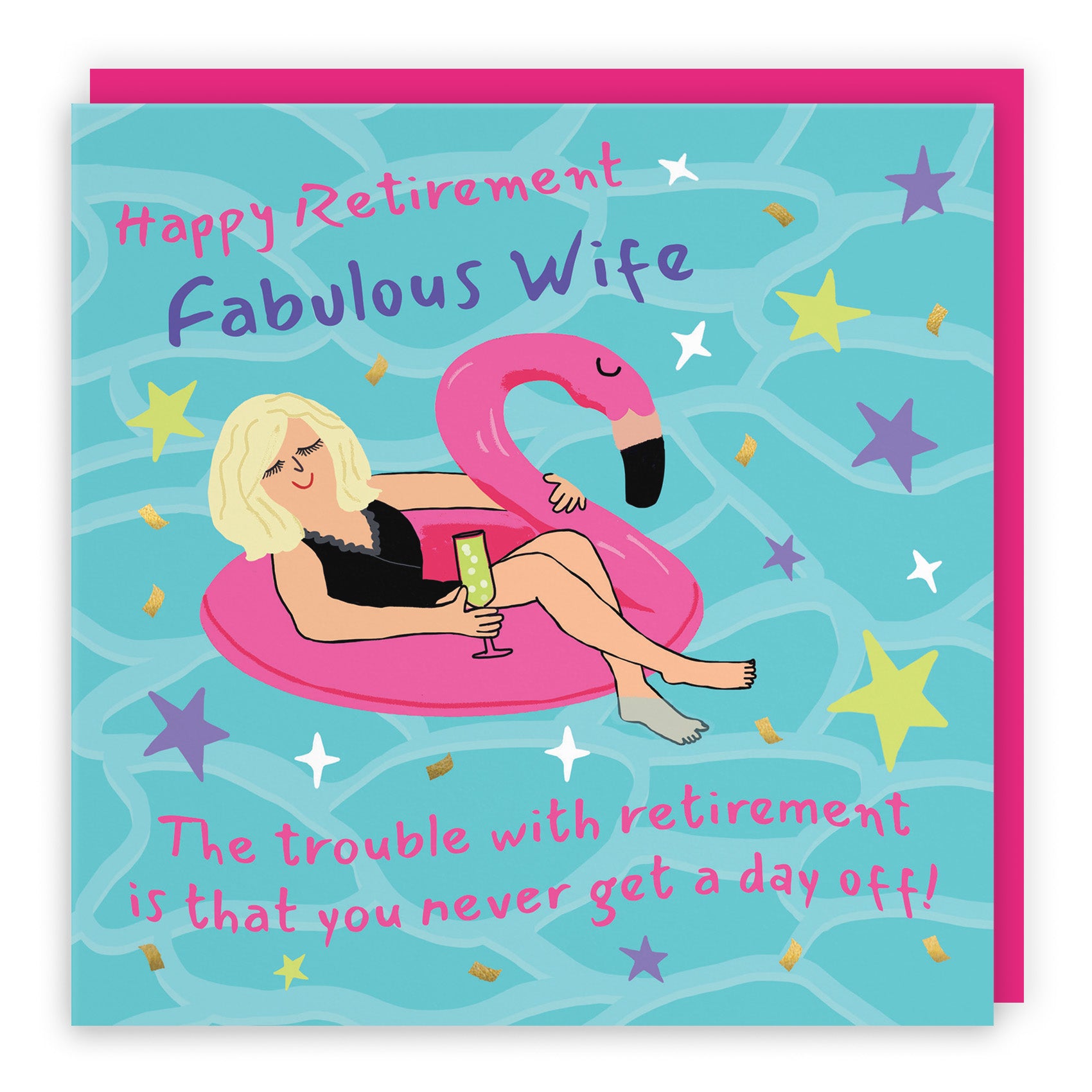 Female Flamingo Float Retirement Card Laugh Out Loud
