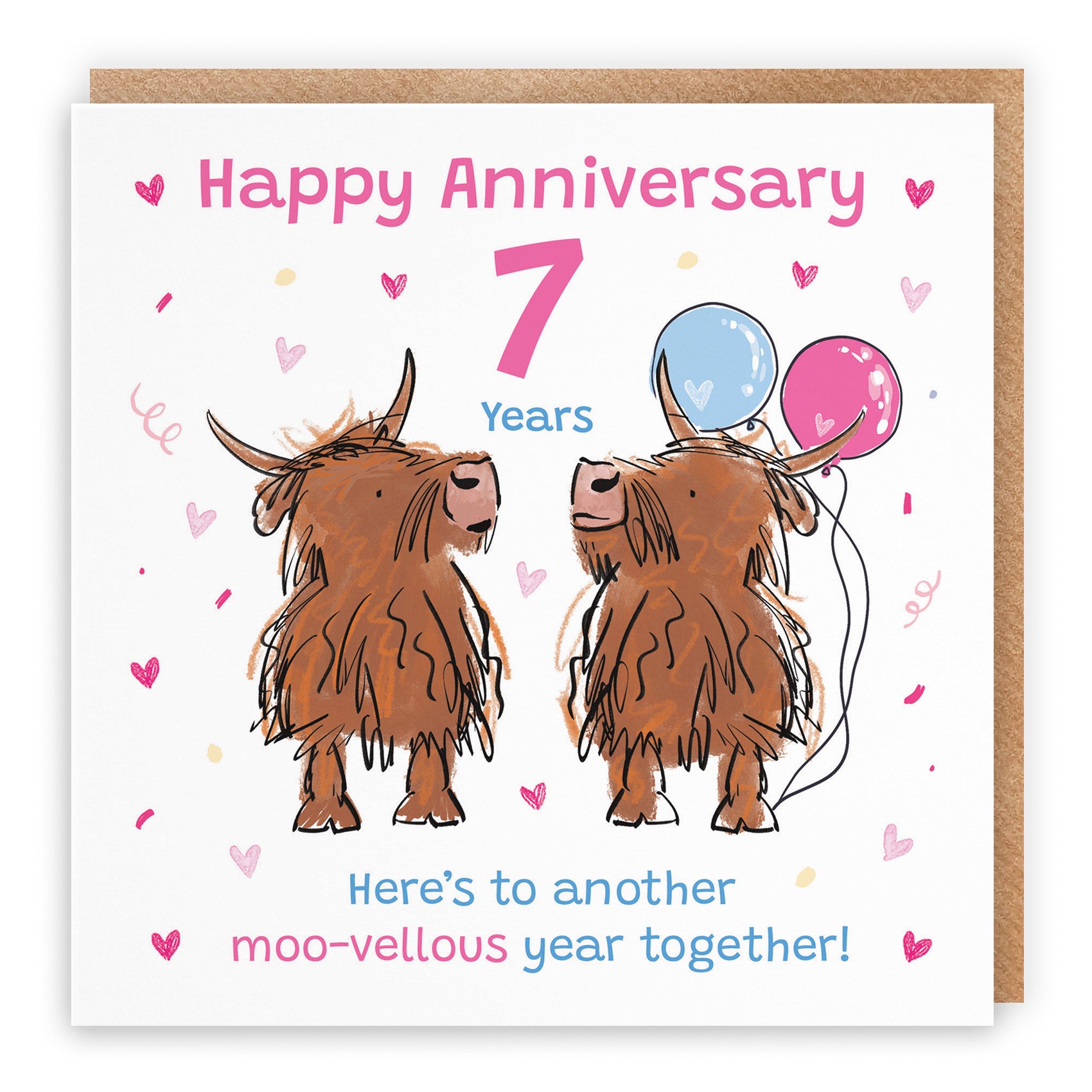 Highland Cows Anniversary Card Animal Party