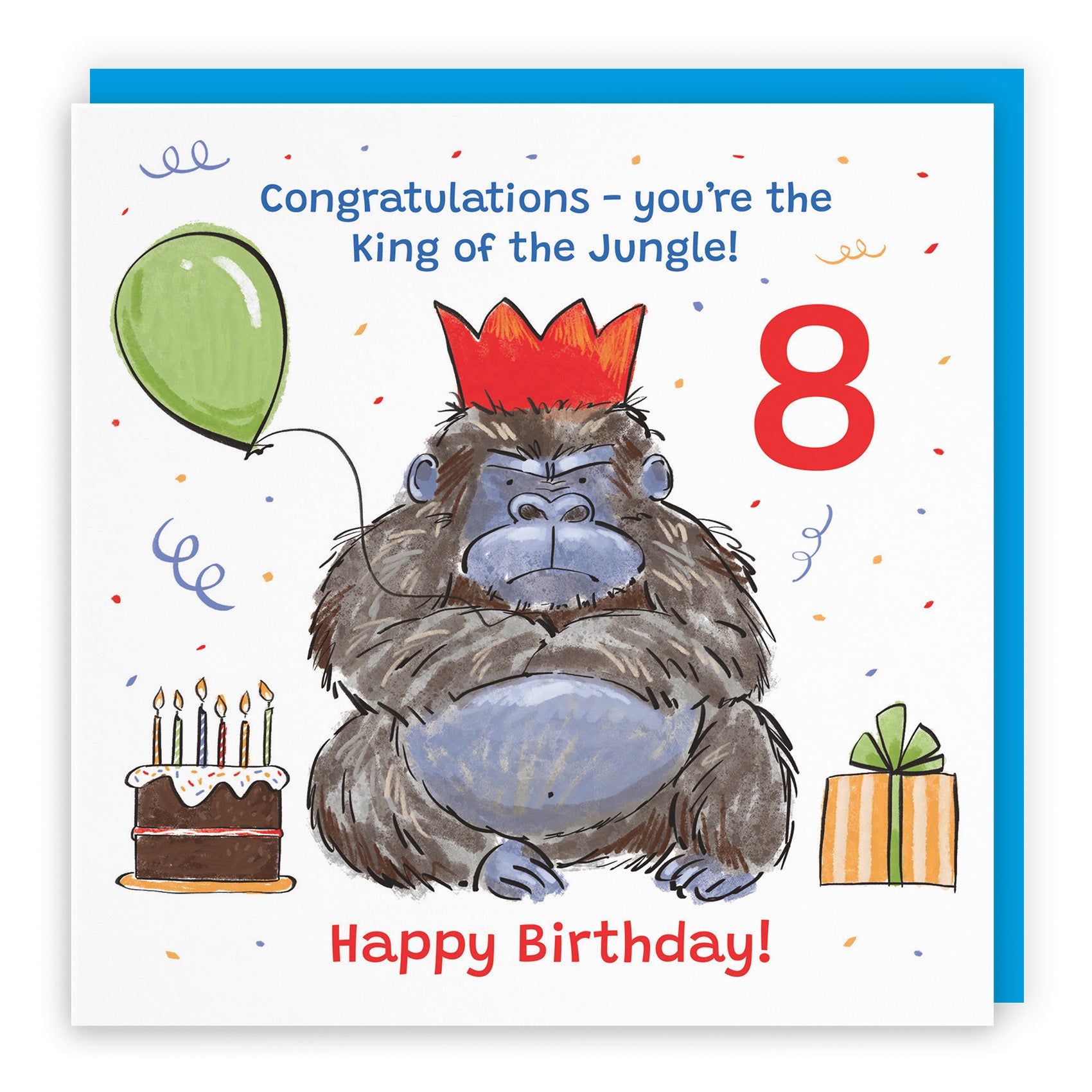 Male Grumpy Gorilla Birthday Card Animal Party