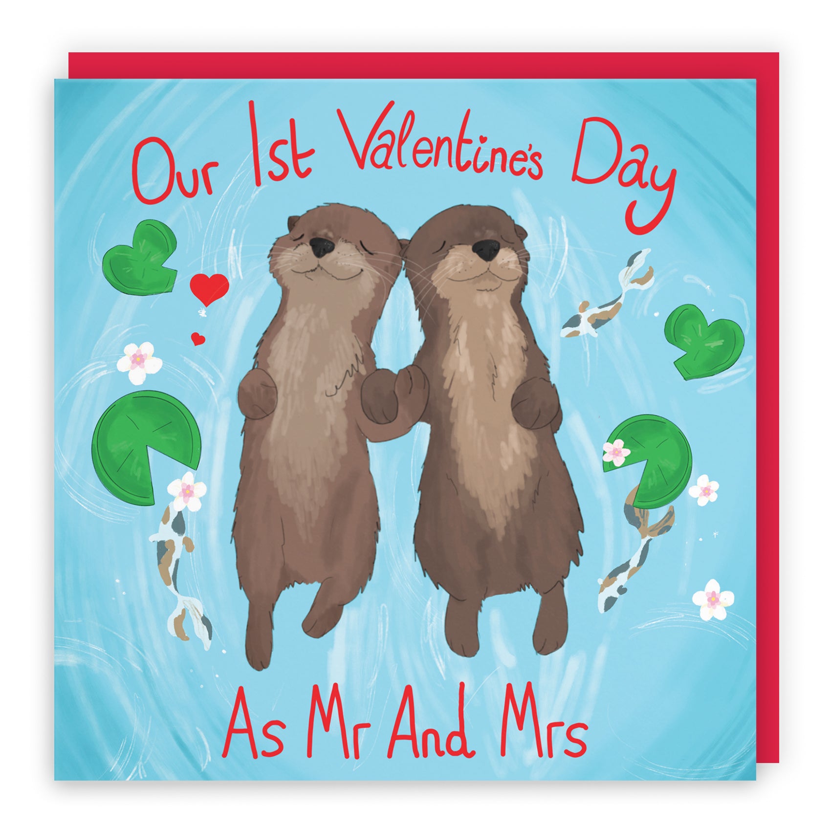 Otters Valentine's Day Card Cute Animals