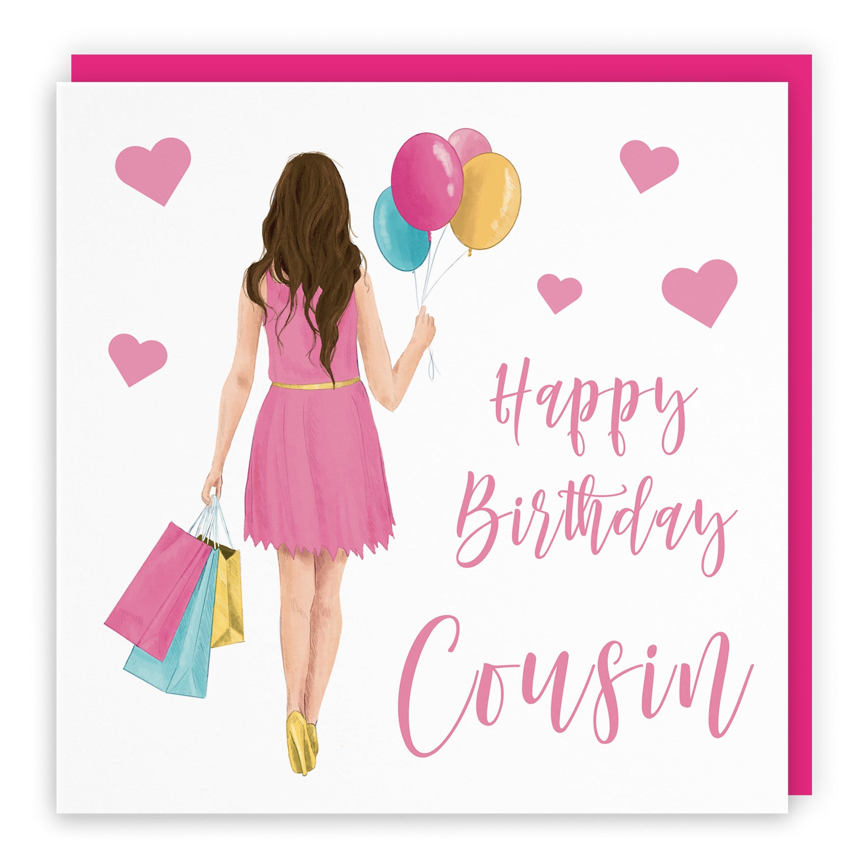 Female Balloons Hearts Birthday Card Iconic