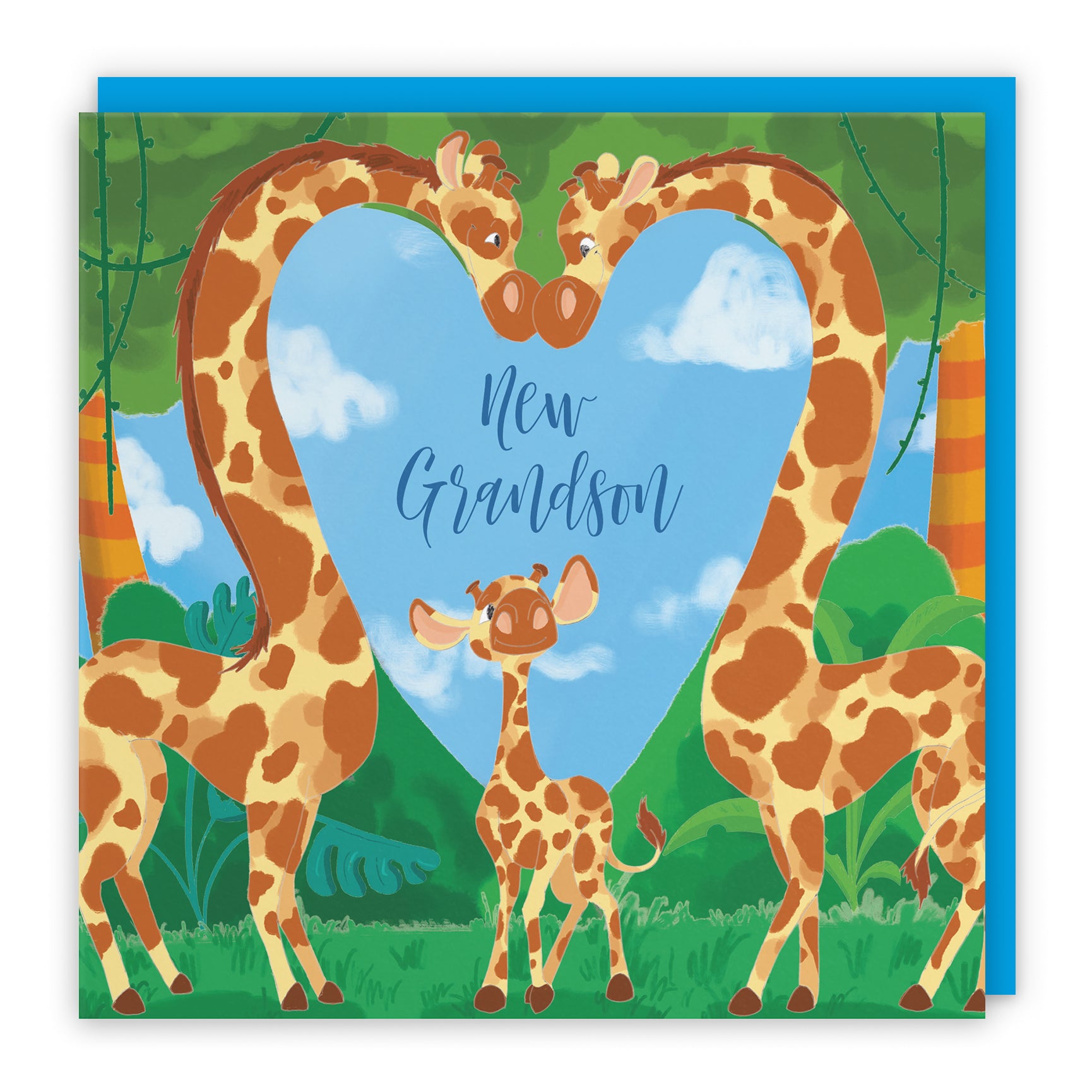 New Baby Card Cute Giraffes Jungle